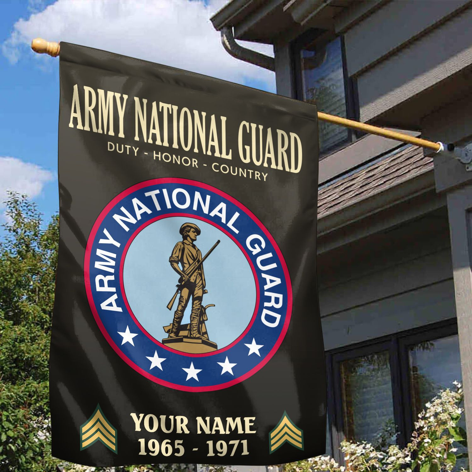 Army National Guard Veteran Flag VPVC112208, Custom Name, Rank, Year, Gift For Army National Guard Veteran, American Flag, Patriotic Flag, Garden Flag, House Flag