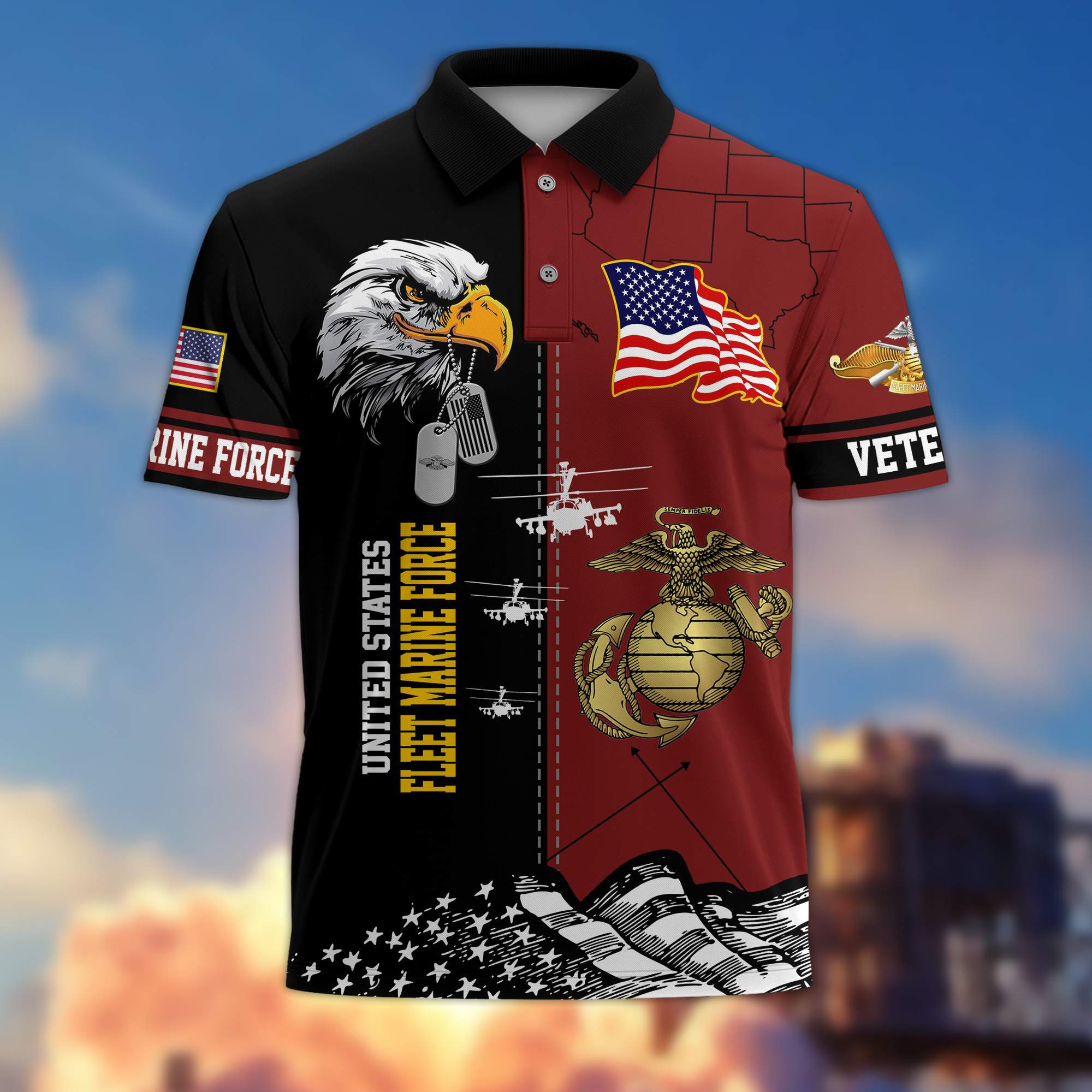 Premium Fleet Marine Force US Veteran Polo Shirt BPVC010412