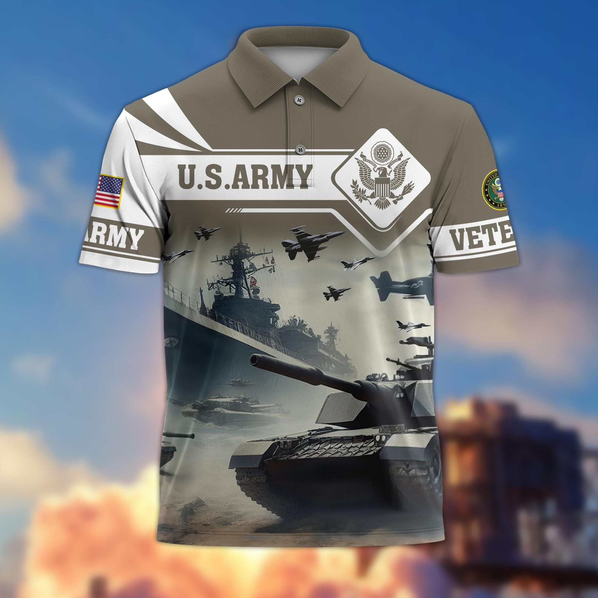 Premium US Veterans Polo Shirt BPVC260301, Gifts For US Veterans, Gifts On Father’s Day, Armed Forces Day, Independence Day, Veterans Day
