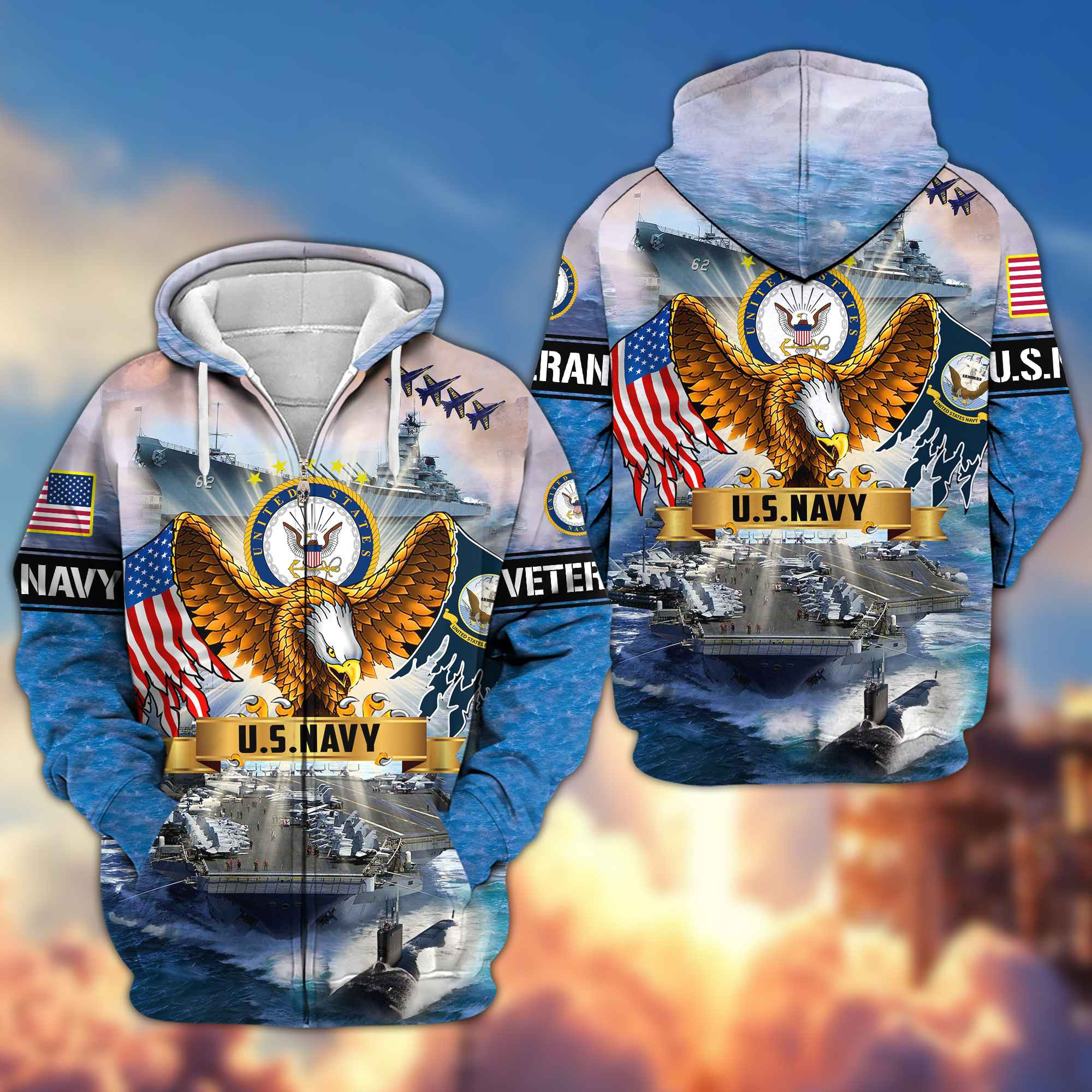Premium US Navy Veteran Zip Up Hoodie BPVC040411