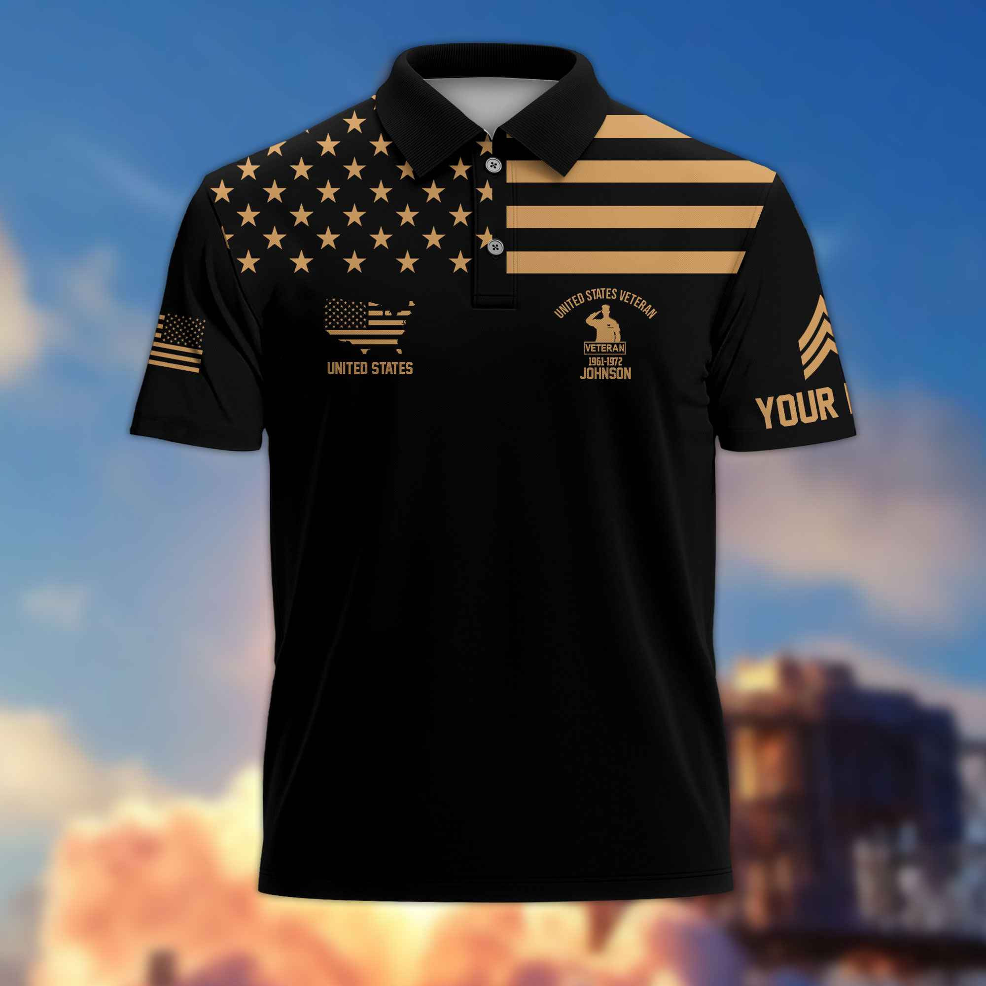 US Veteran Custom Polo Shirt VPVC214007, Gifts For US Veteran, Best Gifts On Father’s Day, Armed Forces Day, Independence Day, Veterans Day