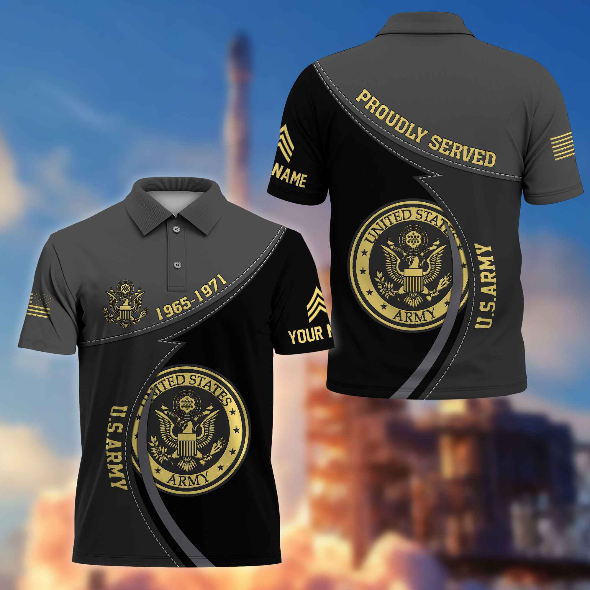 Premium US Army Polo Shirt VPVC214101, Custom Name, Rank, Year, Gifts For Army Veteran, Best Gifts On Father’s Day, Armed Forces Day, Independence Day, Veterans Day