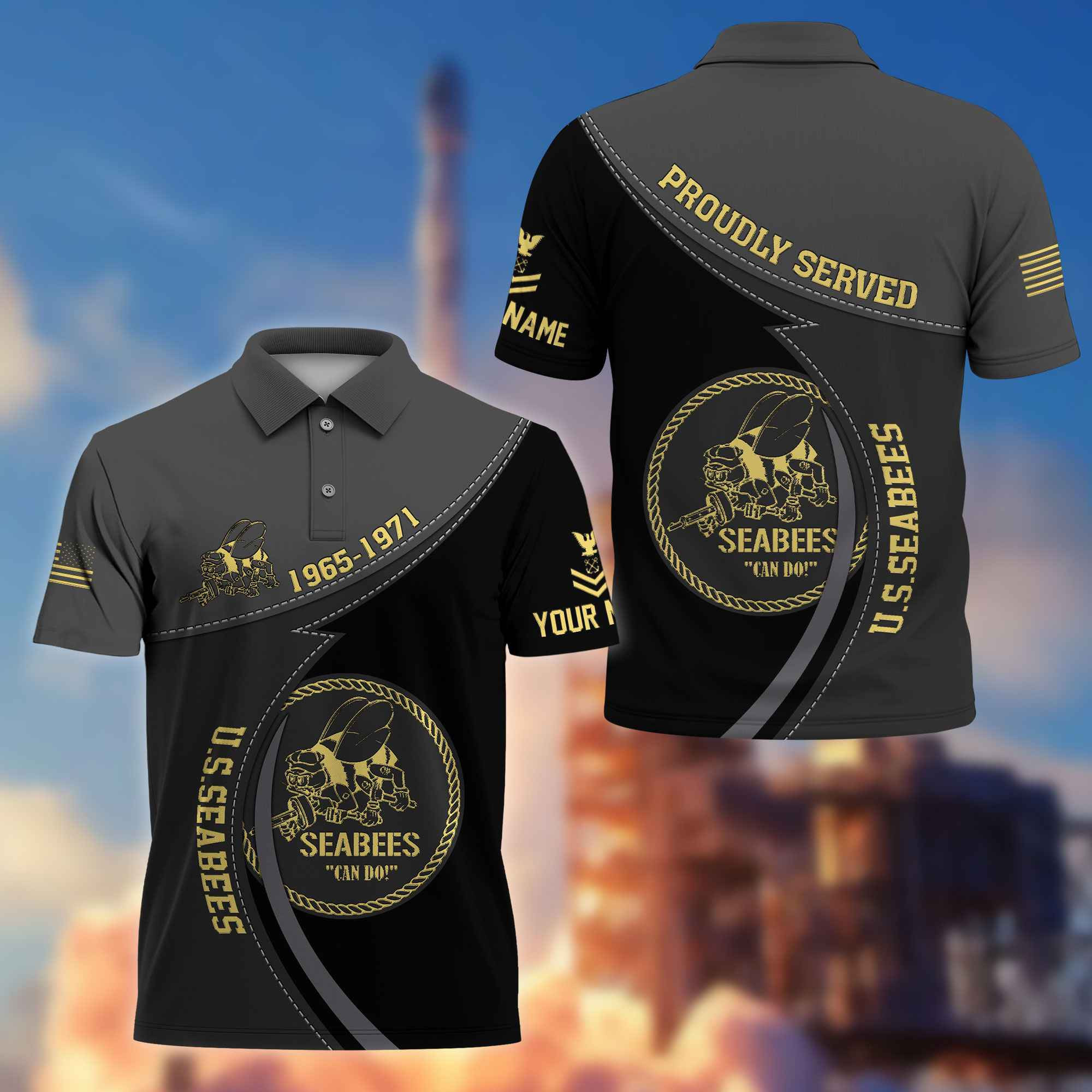 Premium US Seabees Polo Shirt VPVC214109, Custom Name, Rank, Year, Gifts For Seabees Veteran, Best Gifts On Father’s Day, Armed Forces Day, Independence Day, Veterans Day