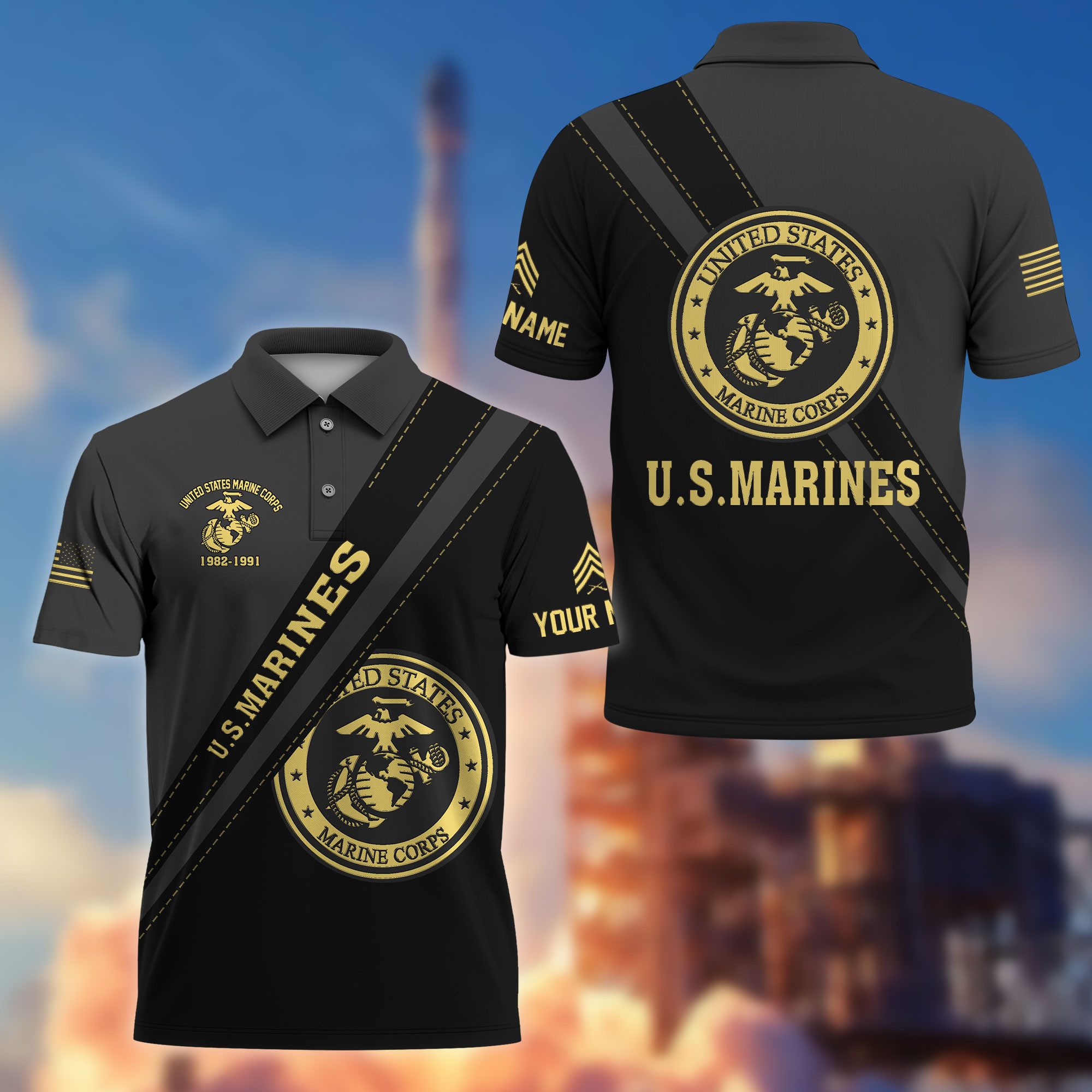 Premium Custom USMC Polo Shirt VPVC214203, Gifts For Marine Veteran, Best Gifts On Father’s Day, Armed Forces Day, Independence Day, Veterans Day