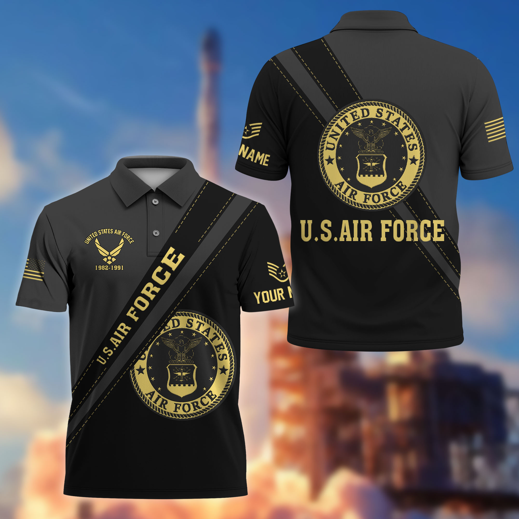 Premium Custom USAF Polo Shirt VPVC214204, Gifts For Air Force Veteran, Best Gifts On Father’s Day, Armed Forces Day, Independence Day, Veterans Day