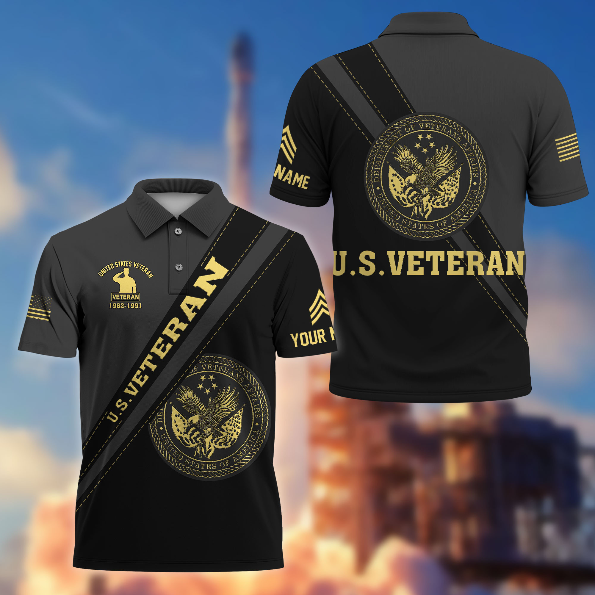 Premium Custom US Veteran Polo Shirt VPVC214207, Gifts For US Veteran, Best Gifts On Father’s Day, Armed Forces Day, Independence Day, Veterans Day