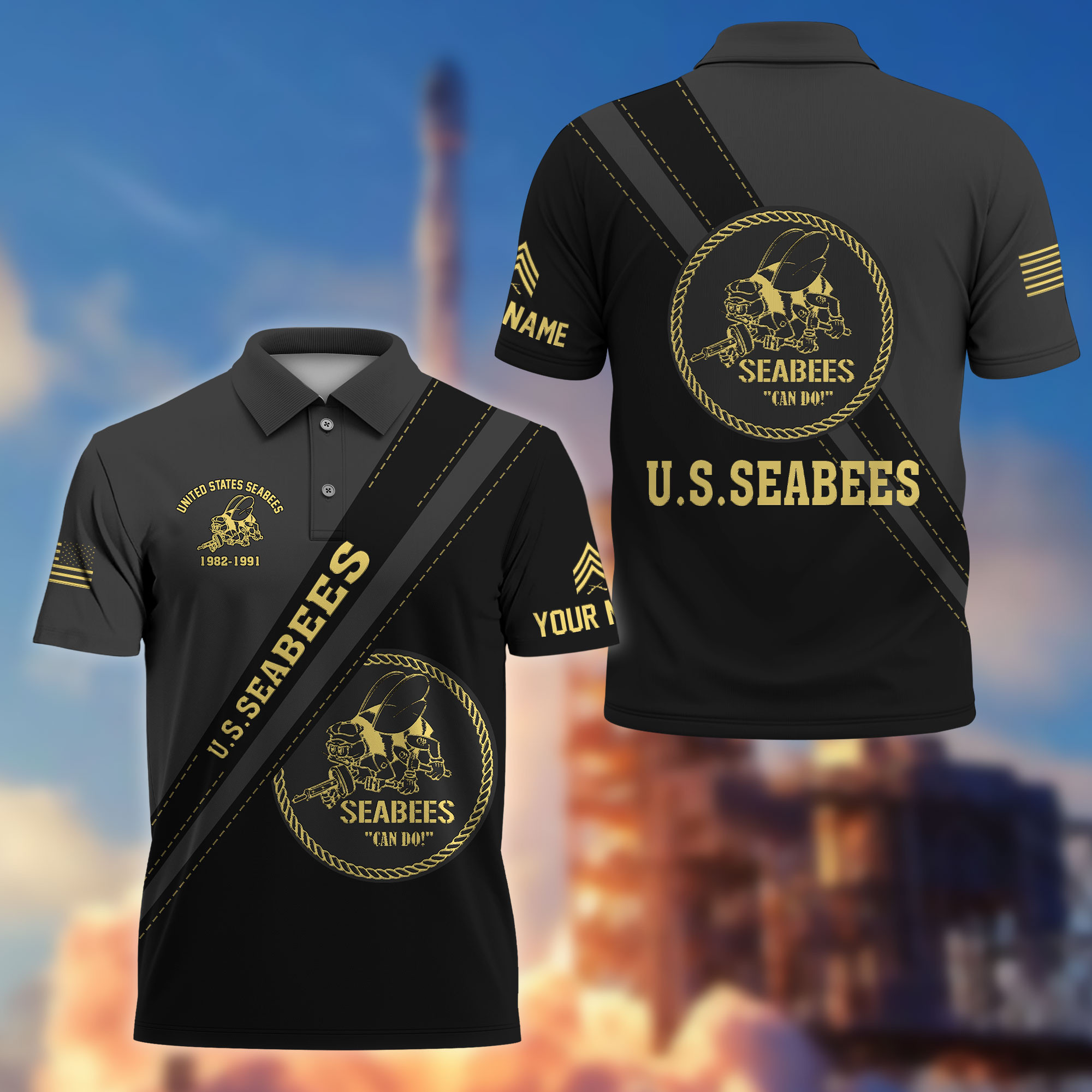 Premium Custom US Seabees Polo Shirt VPVC214209, Gifts For Seabees Veteran, Best Gifts On Father’s Day, Armed Forces Day, Independence Day, Veterans Day