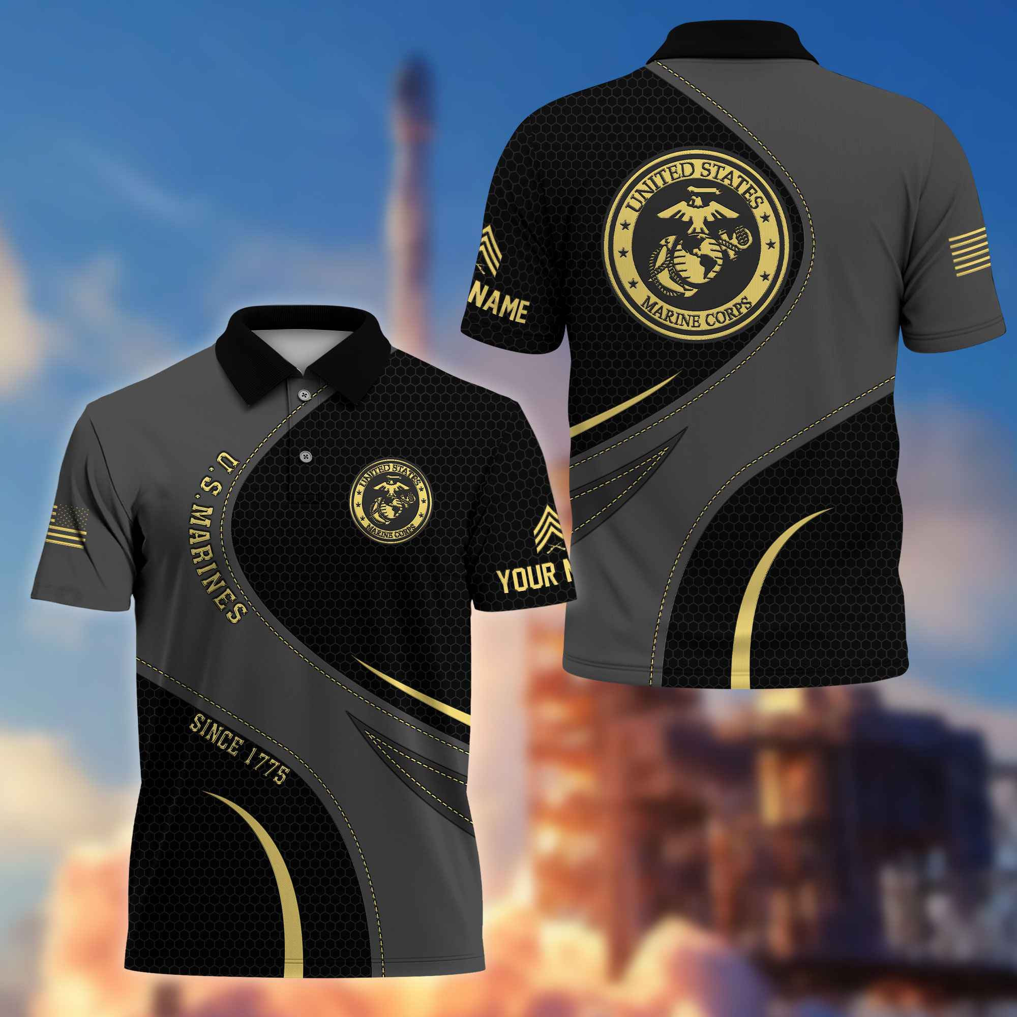 Unique Custom Name, Rank, USMC Polo Shirt VPVC214303, Gifts For Marine Veteran, Best Gifts On Father’s Day, Independence Day, Veterans Day