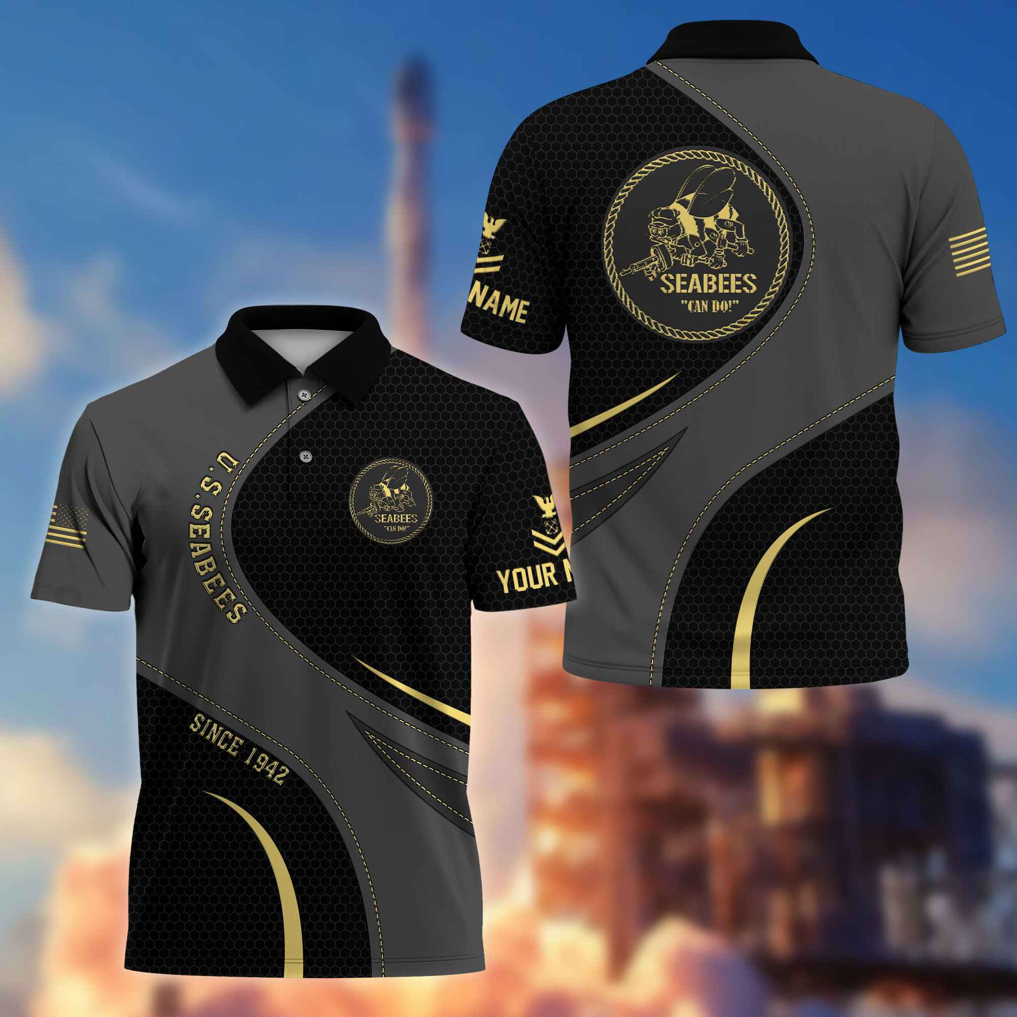 Unique Custom Name, Rank, US Seabees Polo Shirt VPVC214309, Gifts For Seabees Veteran, Best Gifts On Father’s Day, Independence Day, Veterans Day