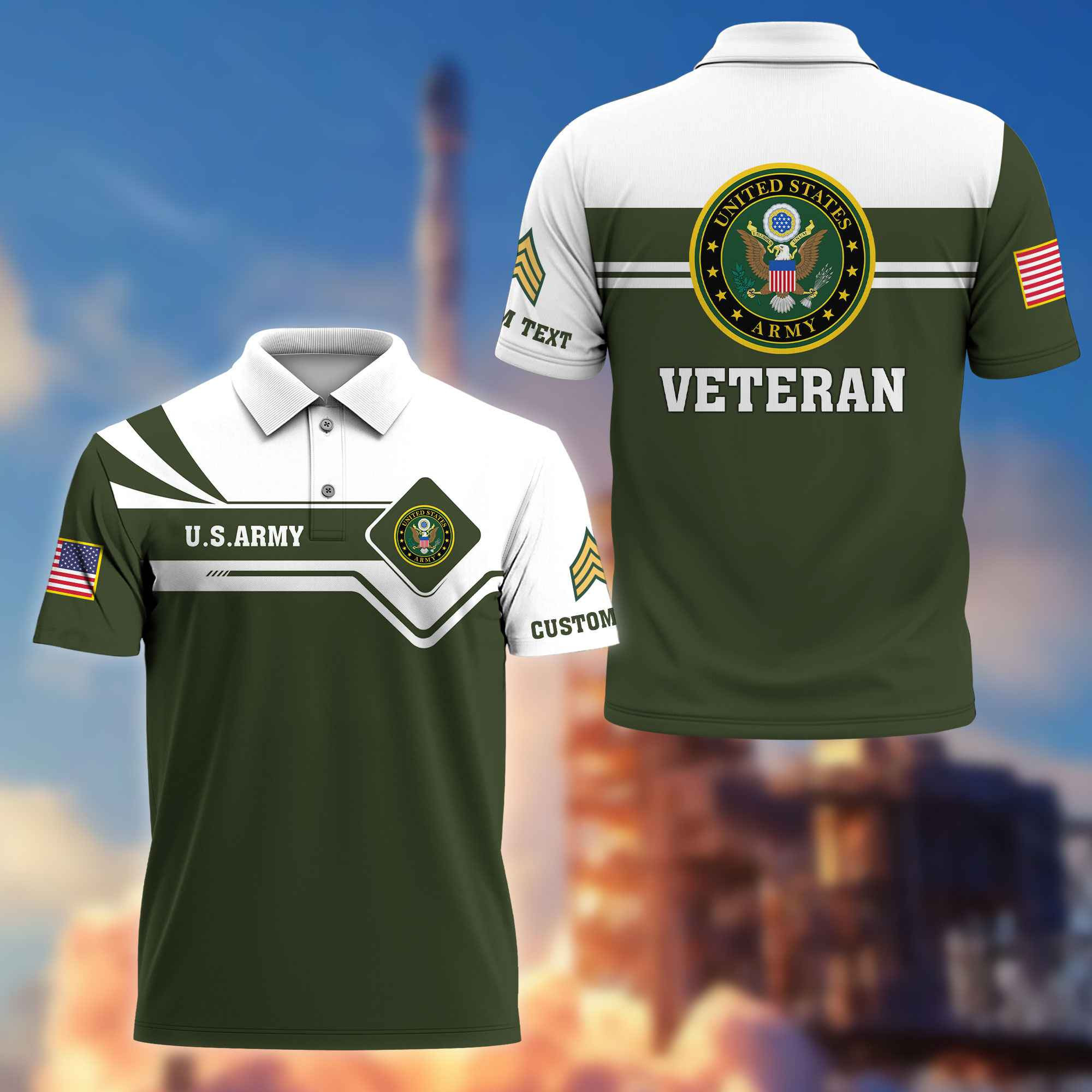 Premium US Army Polo Shirt VPVC214501, Custom Name, Rank, Gifts For Army Veteran, Best Gifts On Father’s Day, Armed Forces Day, Independence Day, Veterans Day