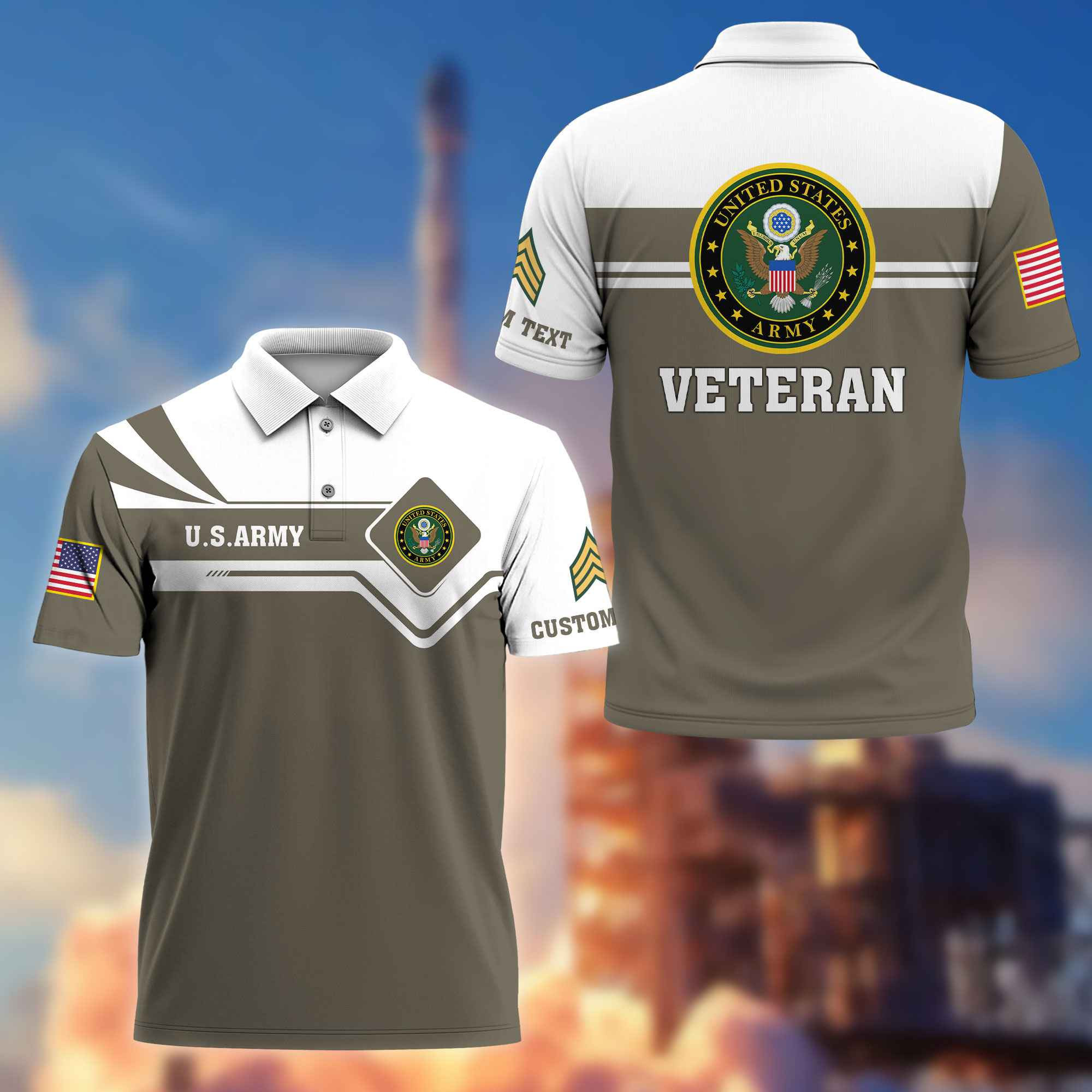 Premium US Army Polo Shirt VPVC214510, Custom Name, Rank, Gifts For Army Veteran, Best Gifts On Father’s Day, Armed Forces Day, Independence Day, Veterans Day