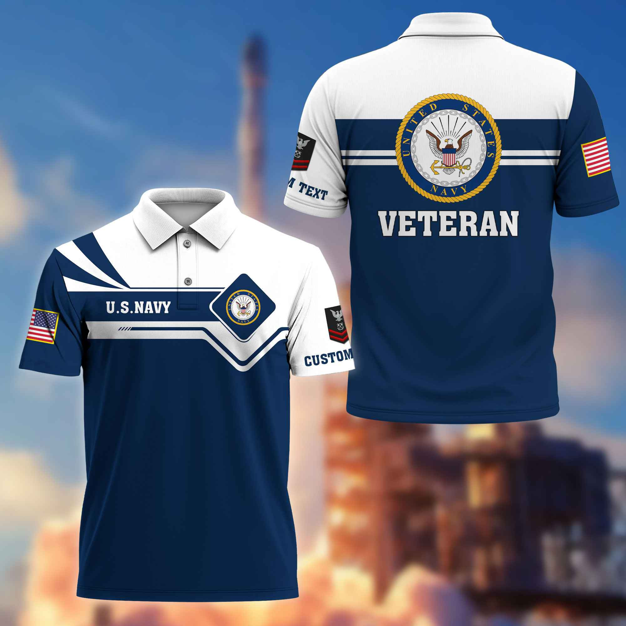 Premium US Navy Polo Shirt VPVC214502, Custom Name, Rank, Gifts For Navy Veteran, Best Gifts On Father’s Day, Armed Forces Day, Independence Day, Veterans Day
