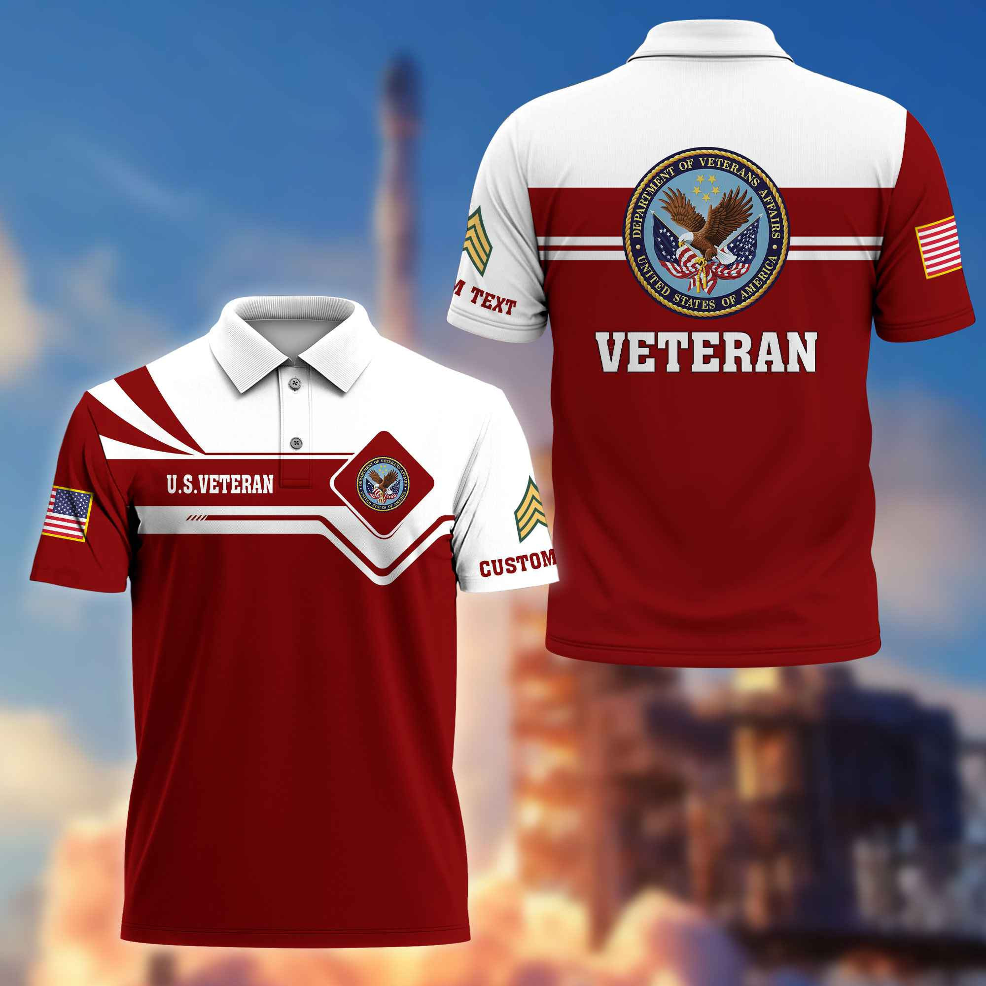 Premium US Veteran Polo Shirt VPVC214507, Custom Name, Rank, Gifts For US Veteran, Best Gifts On Father’s Day, Armed Forces Day, Independence Day, Veterans Day