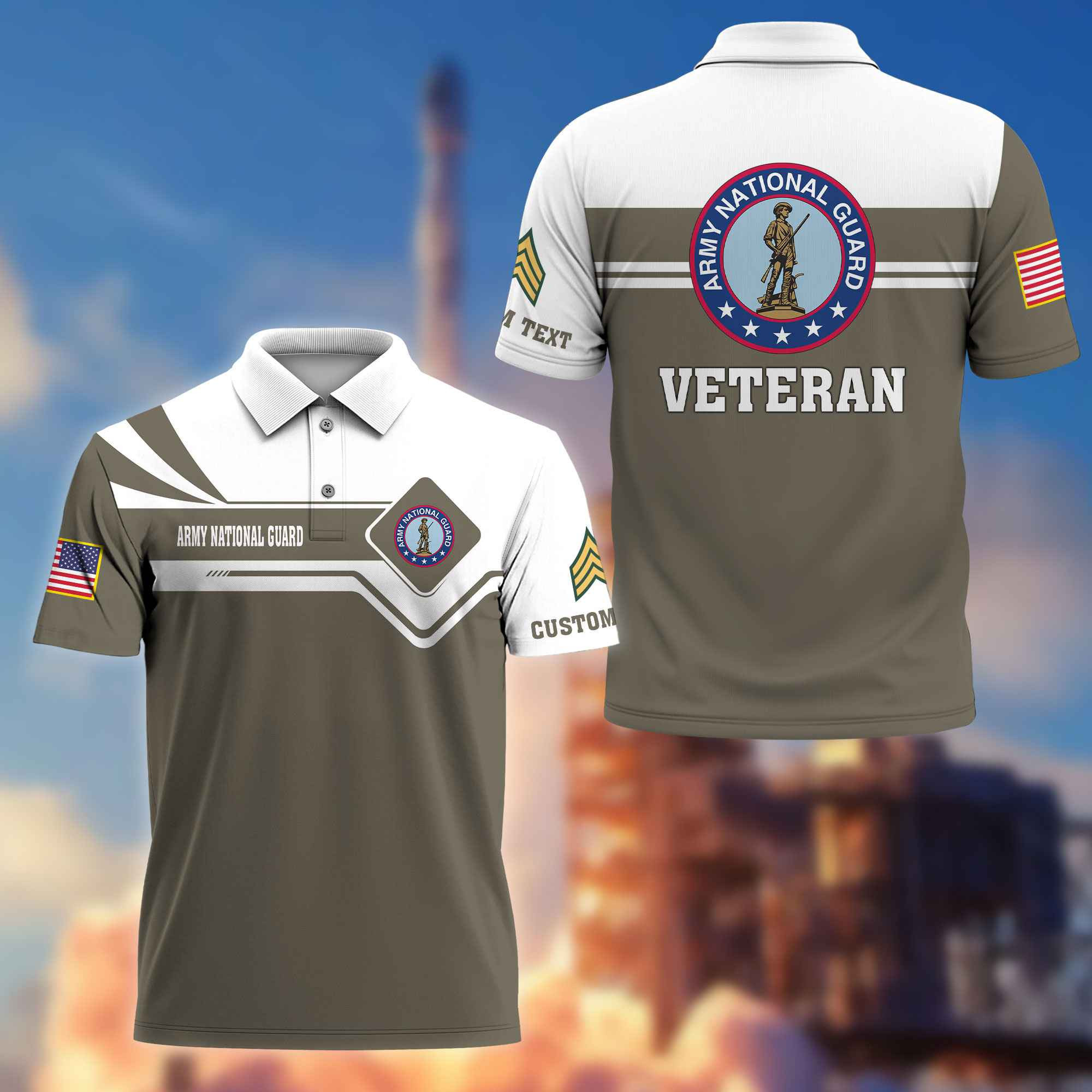 Premium US Army National Guard Polo Shirt VPVC214508, Custom Name, Rank, Gifts For Army National Guard Veteran, Best Gifts On Father’s Day, Armed Forces Day, Independence Day, Veterans Day