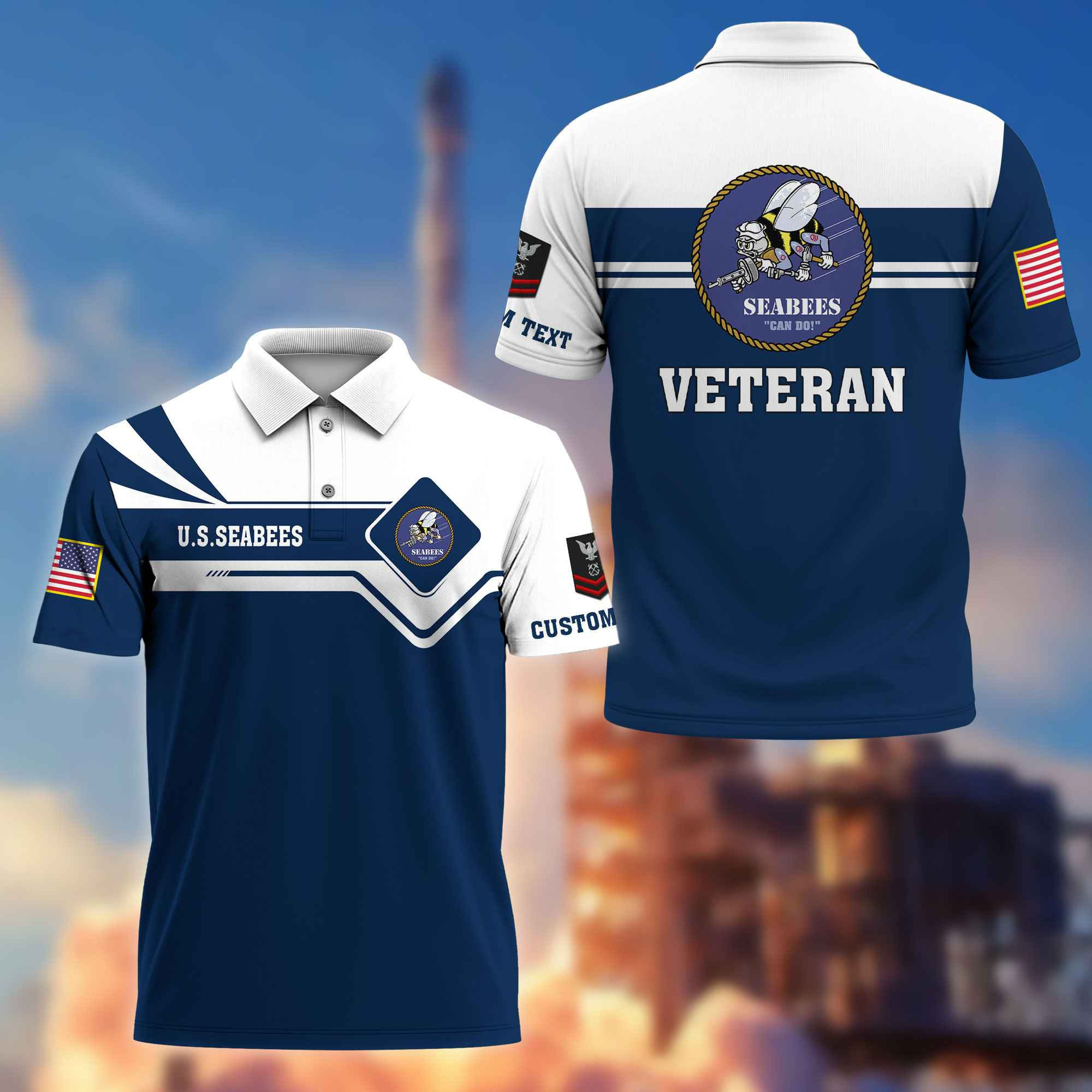 Premium US Seabees Polo Shirt VPVC214509, Custom Name, Rank, Gifts For Seabees Veteran, Best Gifts On Father’s Day, Armed Forces Day, Independence Day, Veterans Day