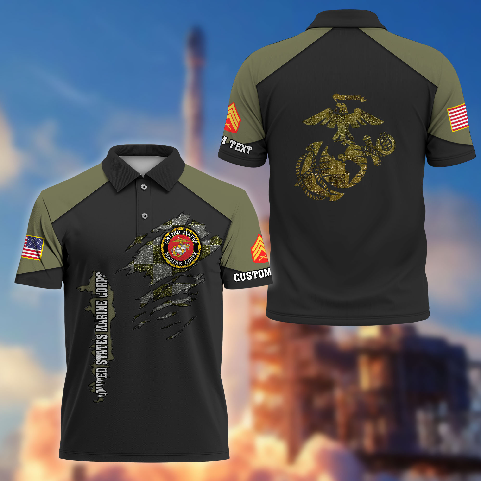 Premium Custom USMC Polo Shirt VPVC214611, Gifts For Marine Veteran, Best Gifts On Father’s Day, Armed Forces Day, Independence Day, Veterans Day