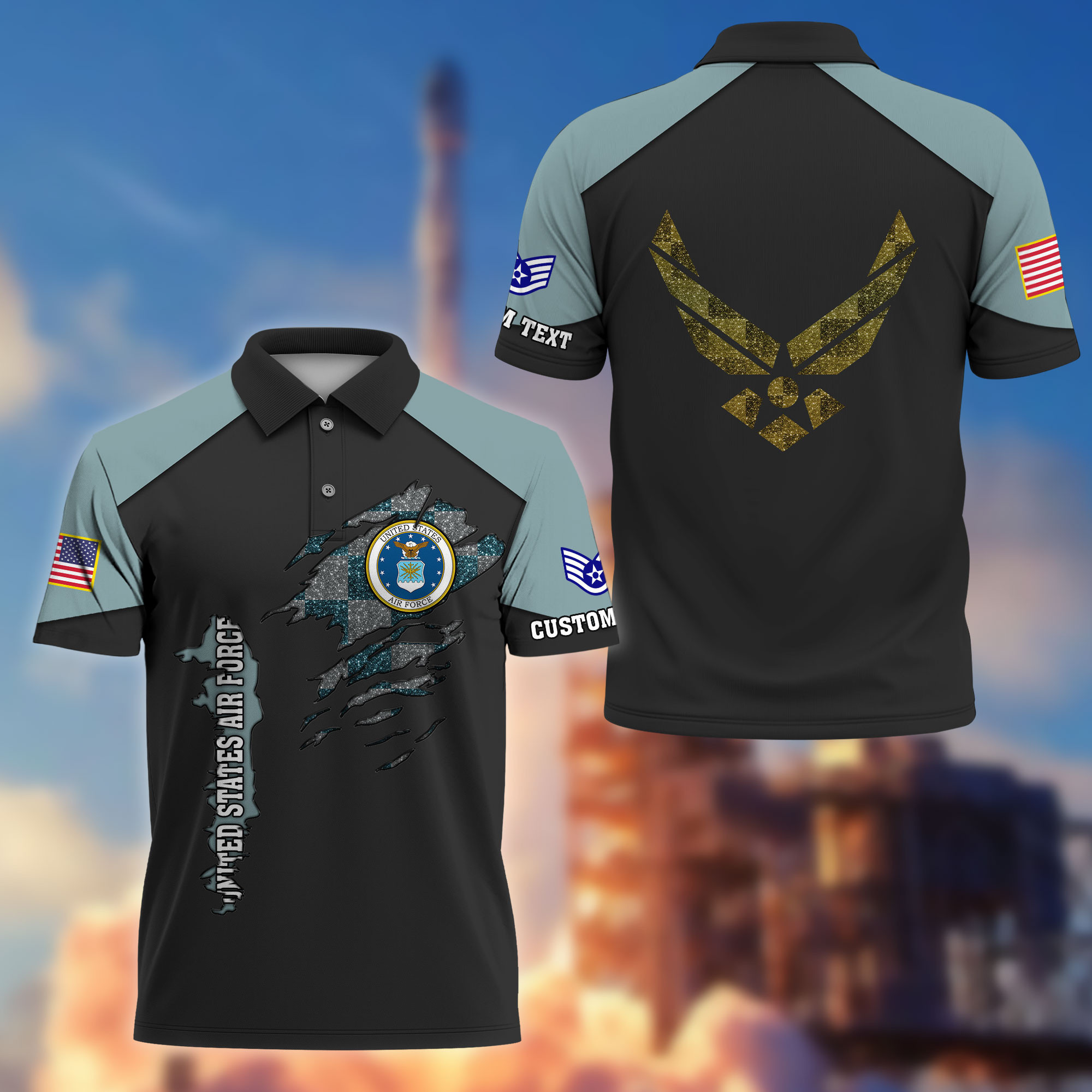 Premium Custom USAF Polo Shirt VPVC214604, Gifts For Air Force Veteran, Best Gifts On Father’s Day, Armed Forces Day, Independence Day, Veterans Day