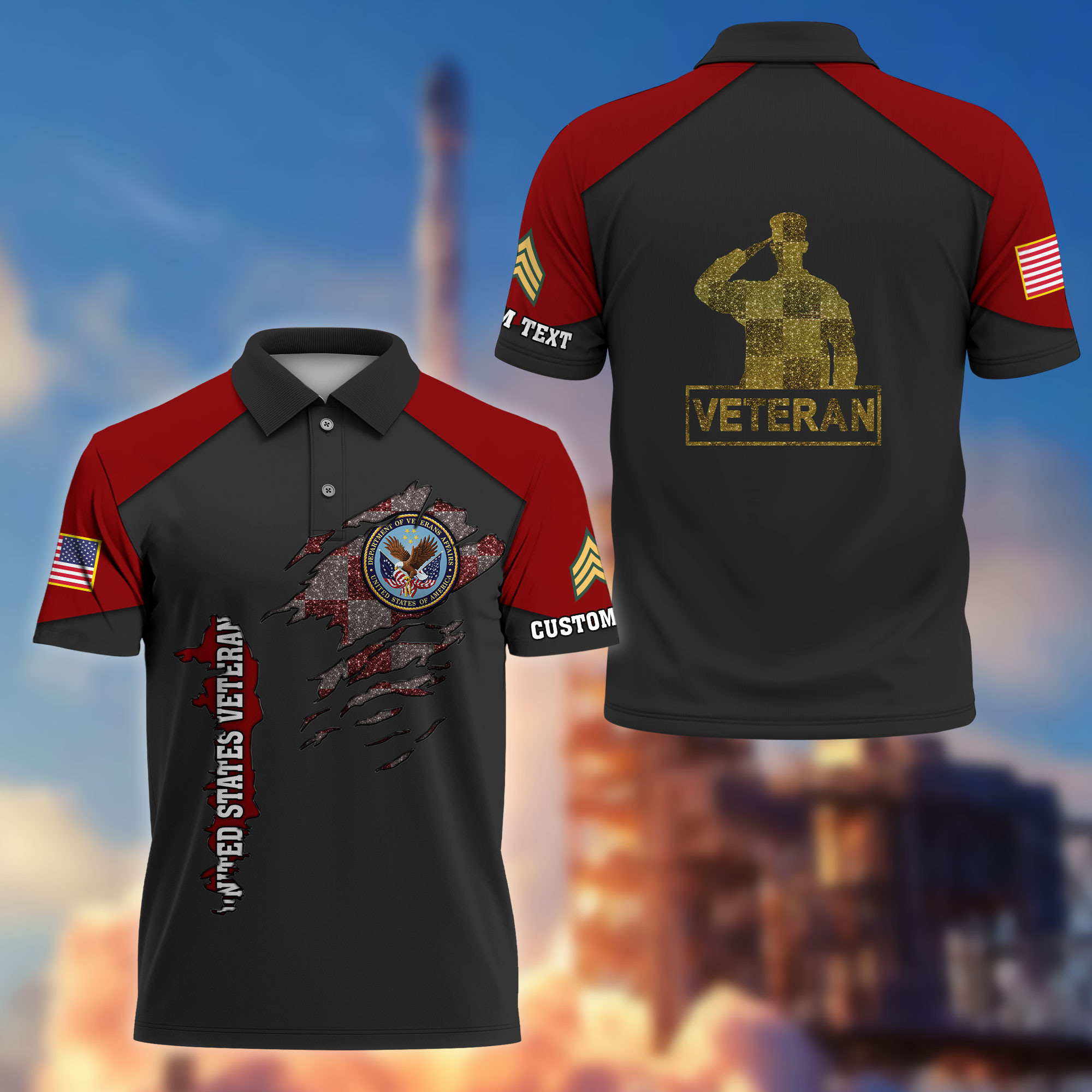 Premium Custom US Veteran Polo Shirt VPVC214607, Gifts For US Veteran, Best Gifts On Father’s Day, Armed Forces Day, Independence Day, Veterans Day