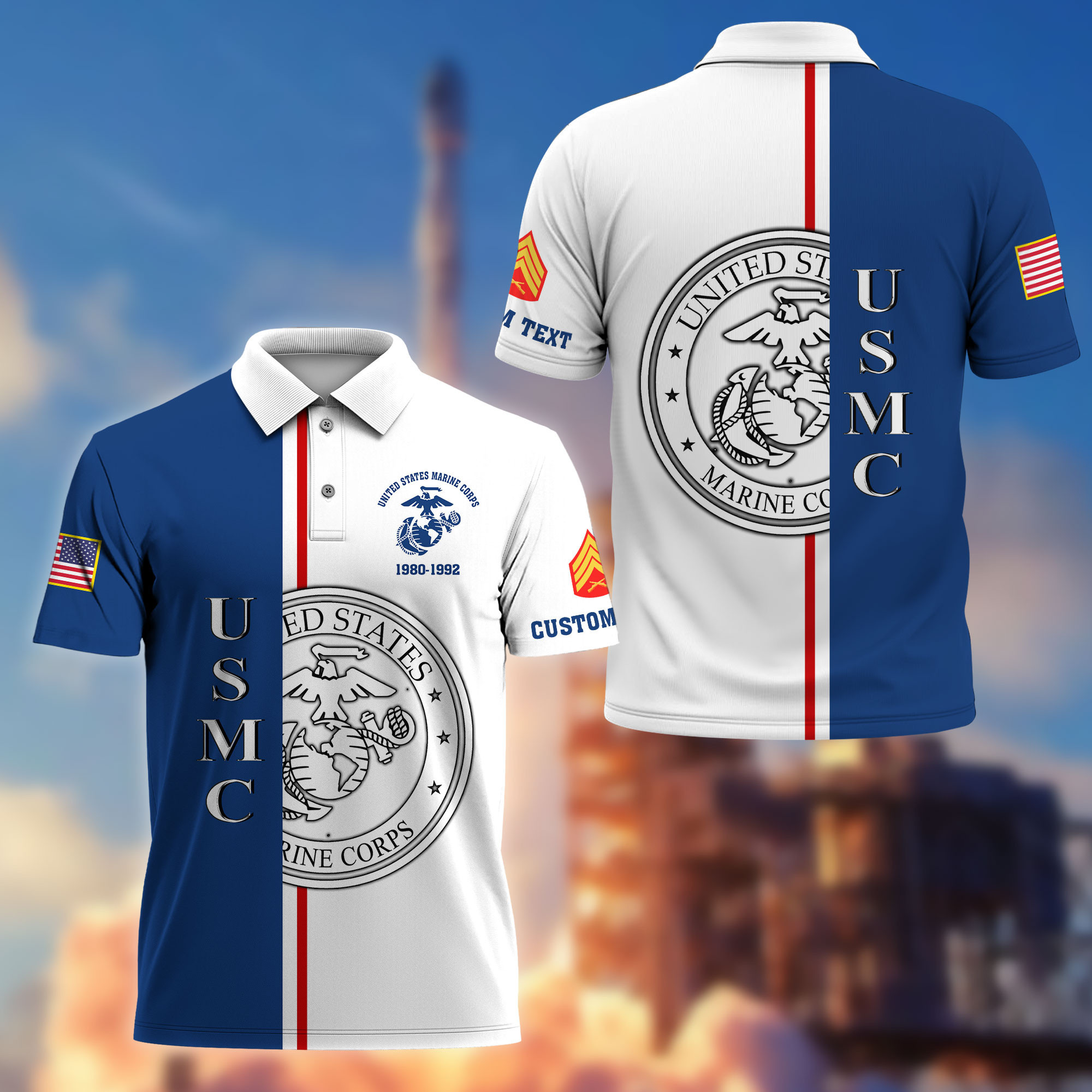 Unique Custom Name, Rank, Year, USMC Polo Shirt VPVC214703, Gifts For Marine Veteran, Best Gifts On Father’s Day, Independence Day, Veterans Day