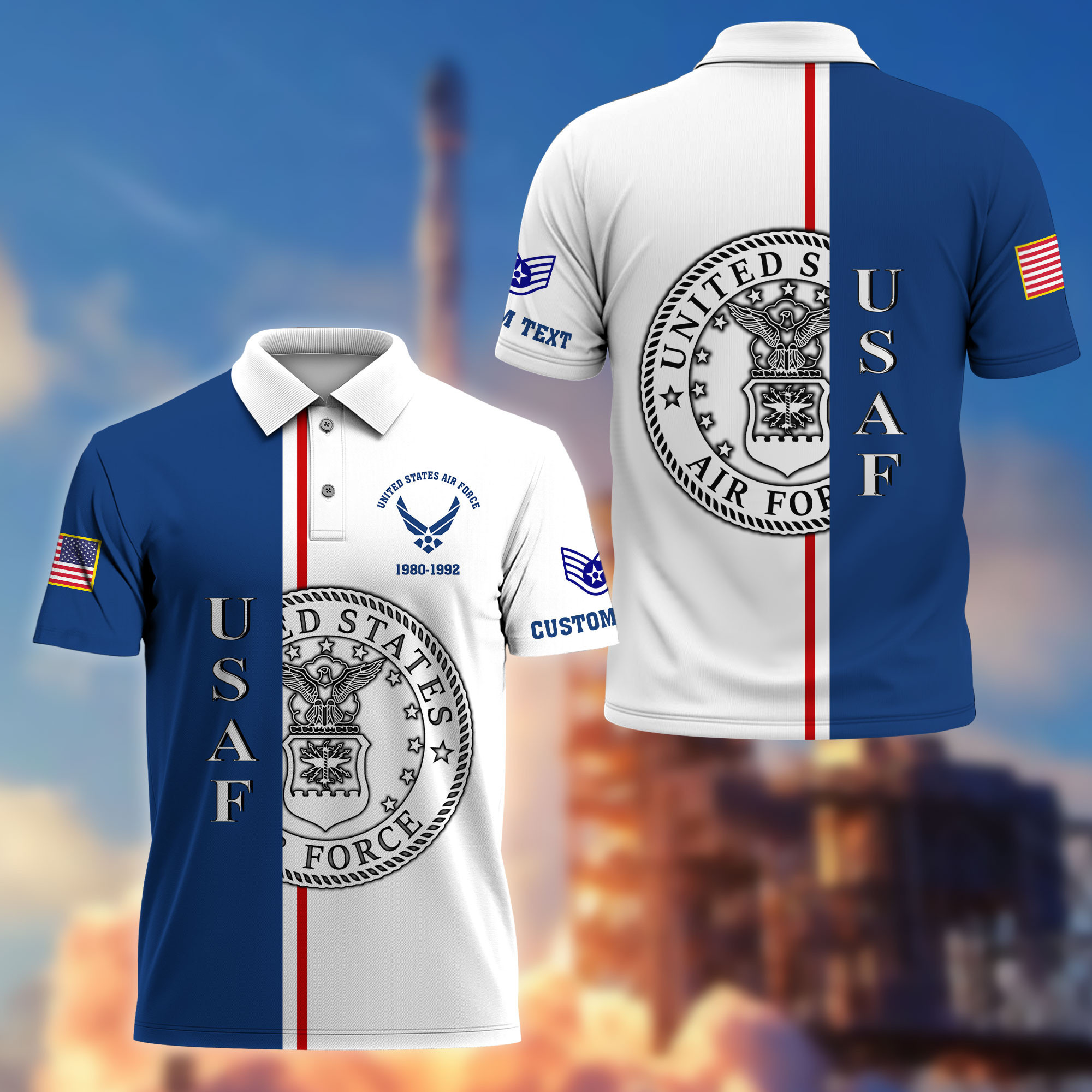 Unique Custom Name, Rank, Year USAF Polo Shirt VPVC214704, Gifts For Air Force Veteran, Best Gifts On Father’s Day, Independence Day, Veterans Day