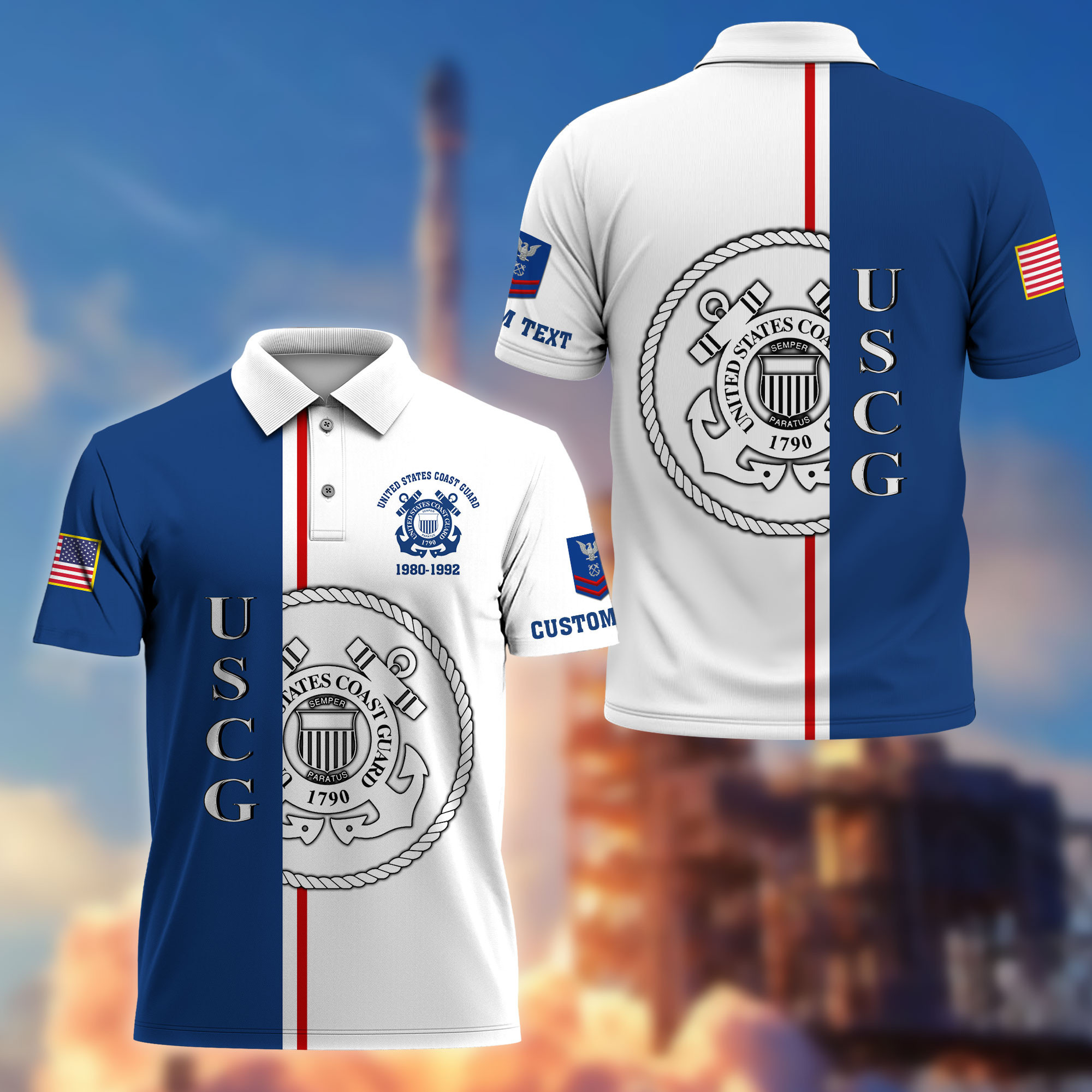 Unique Custom Name, Rank, Year, USCG Polo Shirt VPVC214705, Gifts For Coast Guard Veteran, Best Gifts On Father’s Day, Independence Day, Veterans Day