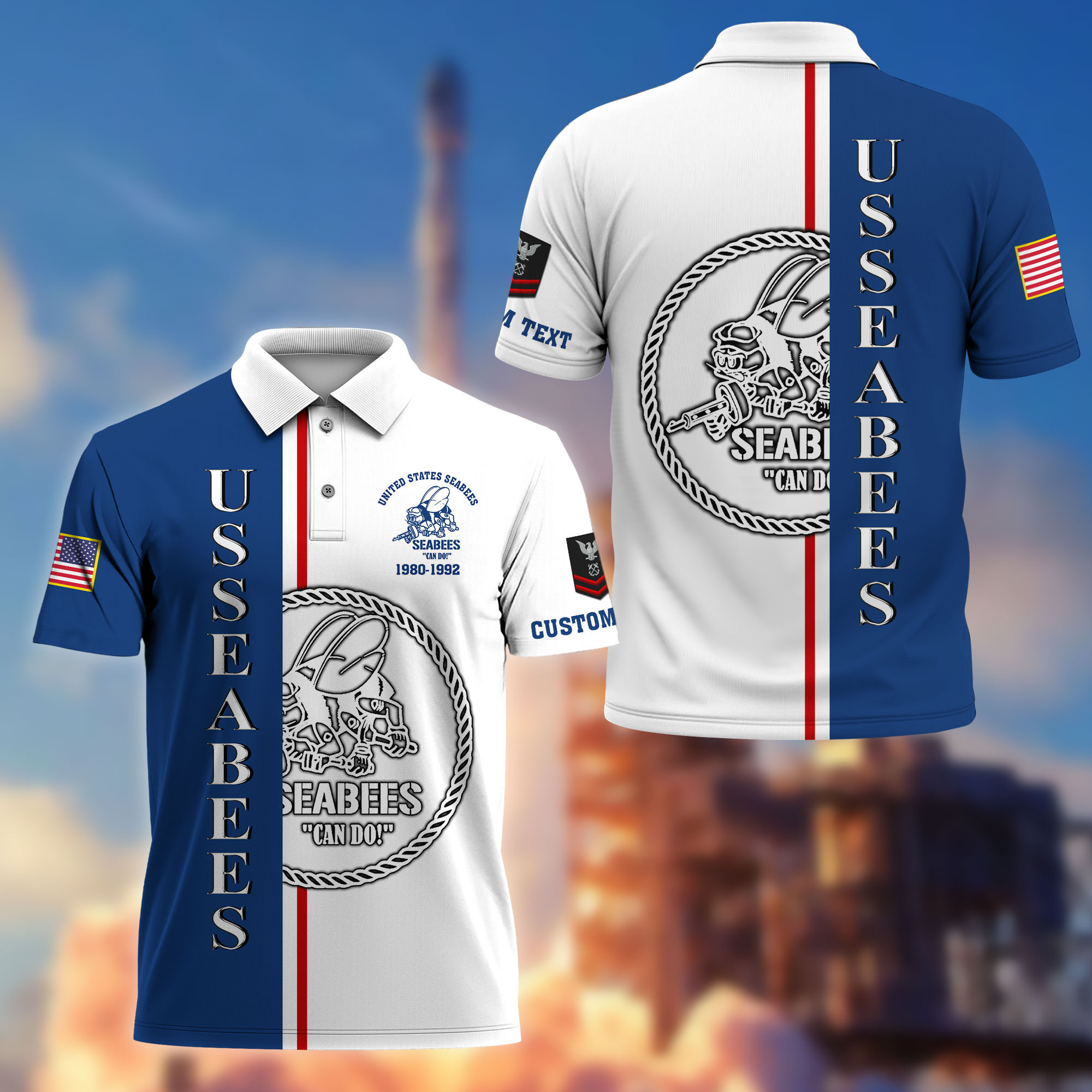 Unique Custom Name, Rank, Year, US Seabees Polo Shirt VPVC214709, Gifts For Seabees Veteran, Best Gifts On Father’s Day, Independence Day, Veterans Day
