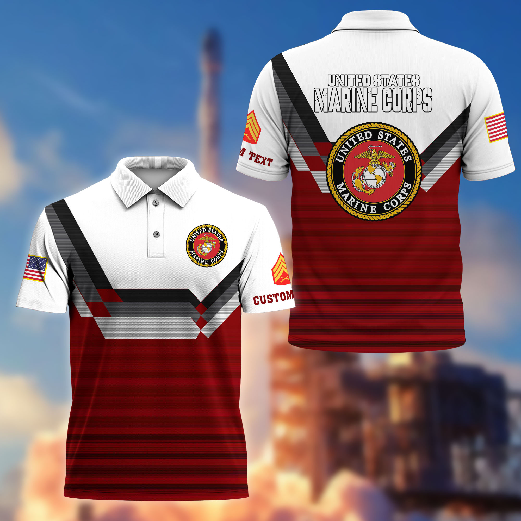 USMC Custom Polo Shirt VPVC214803, Gifts For Marine Veteran, Best Gifts On Father’s Day, Armed Forces Day, Independence Day, Veterans Day