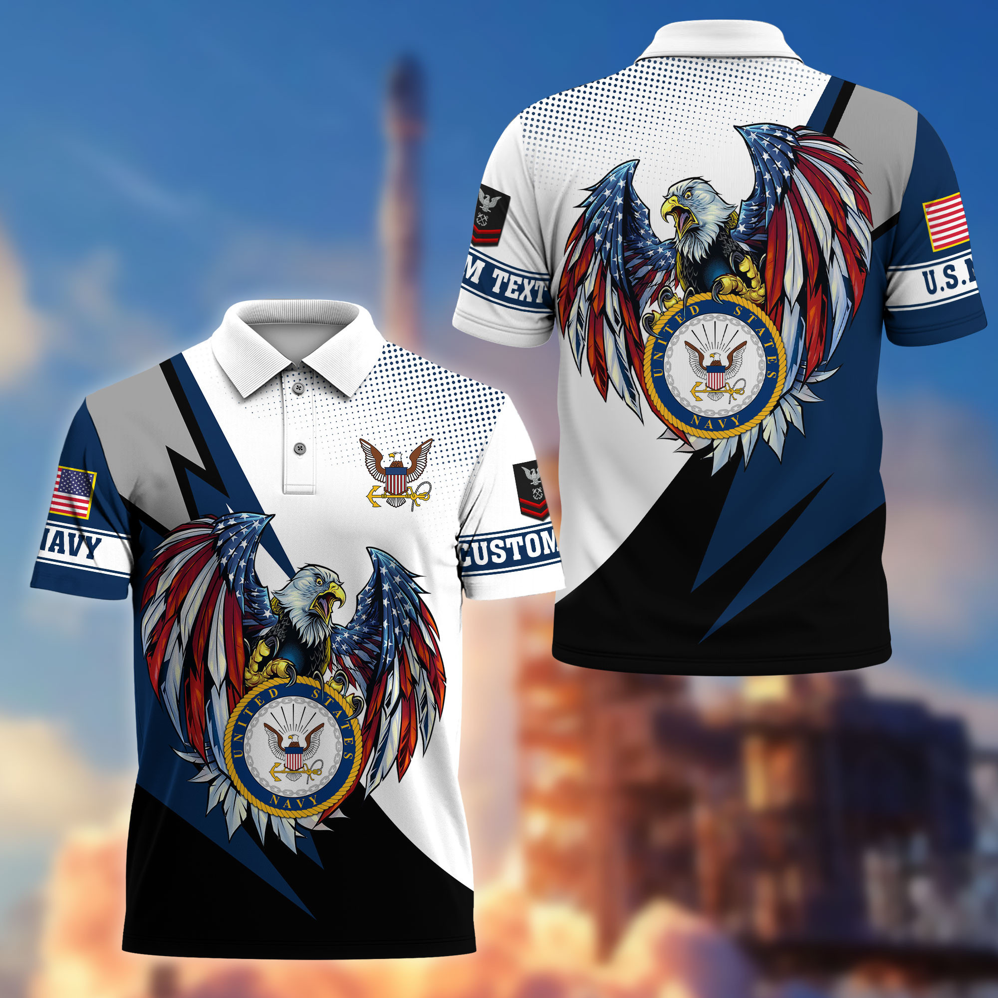 Premium US Navy Polo Shirt VPVC214902, Custom Name, Rank, Gifts For Navy Veteran, Best Gifts On Father’s Day, Armed Forces Day, Independence Day, Veterans Day