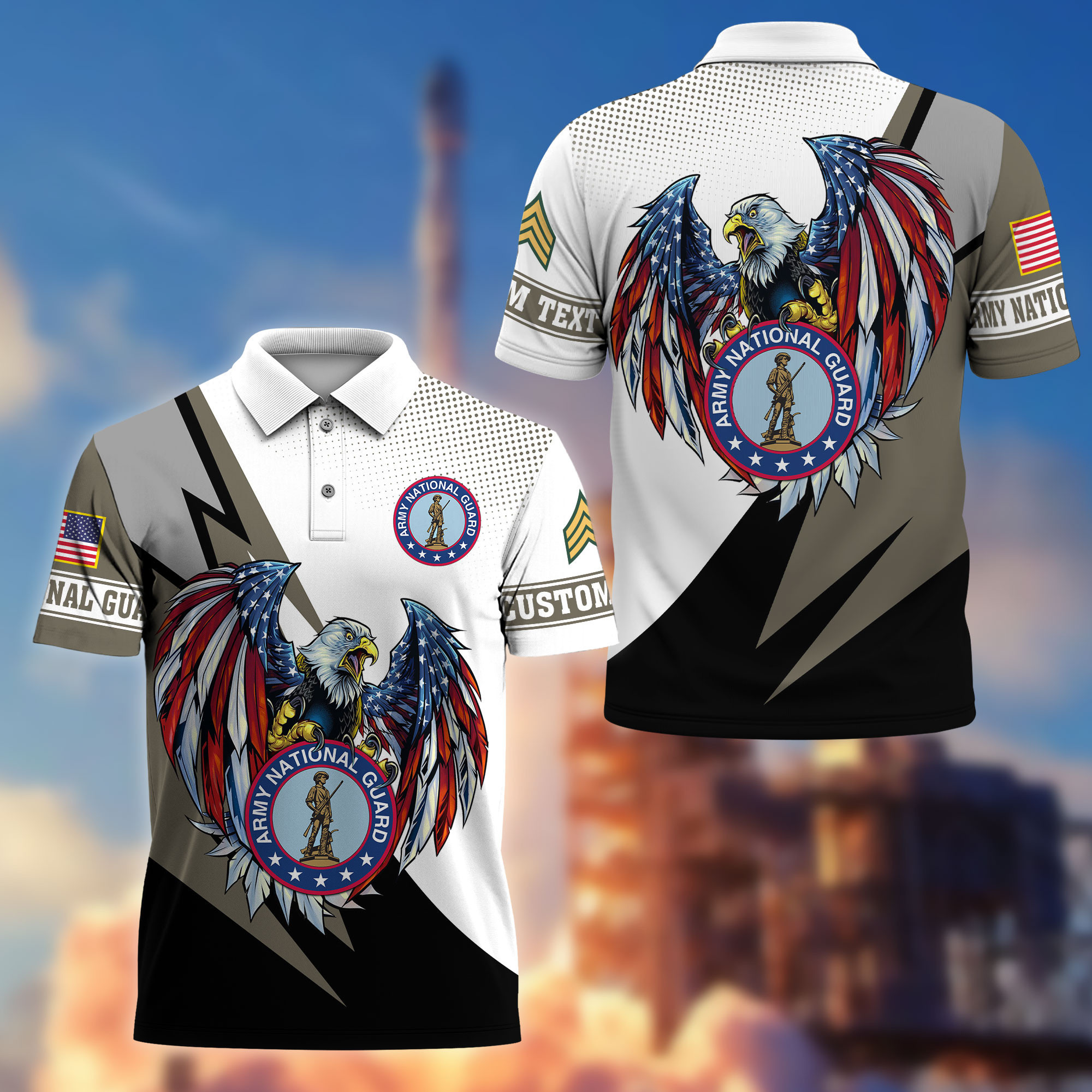 Premium US Army National Guard Polo Shirt VPVC214908, Custom Name, Rank, Gifts For Army National Guard Veteran, Best Gifts On Father’s Day, Armed Forces Day, Independence Day, Veterans Day