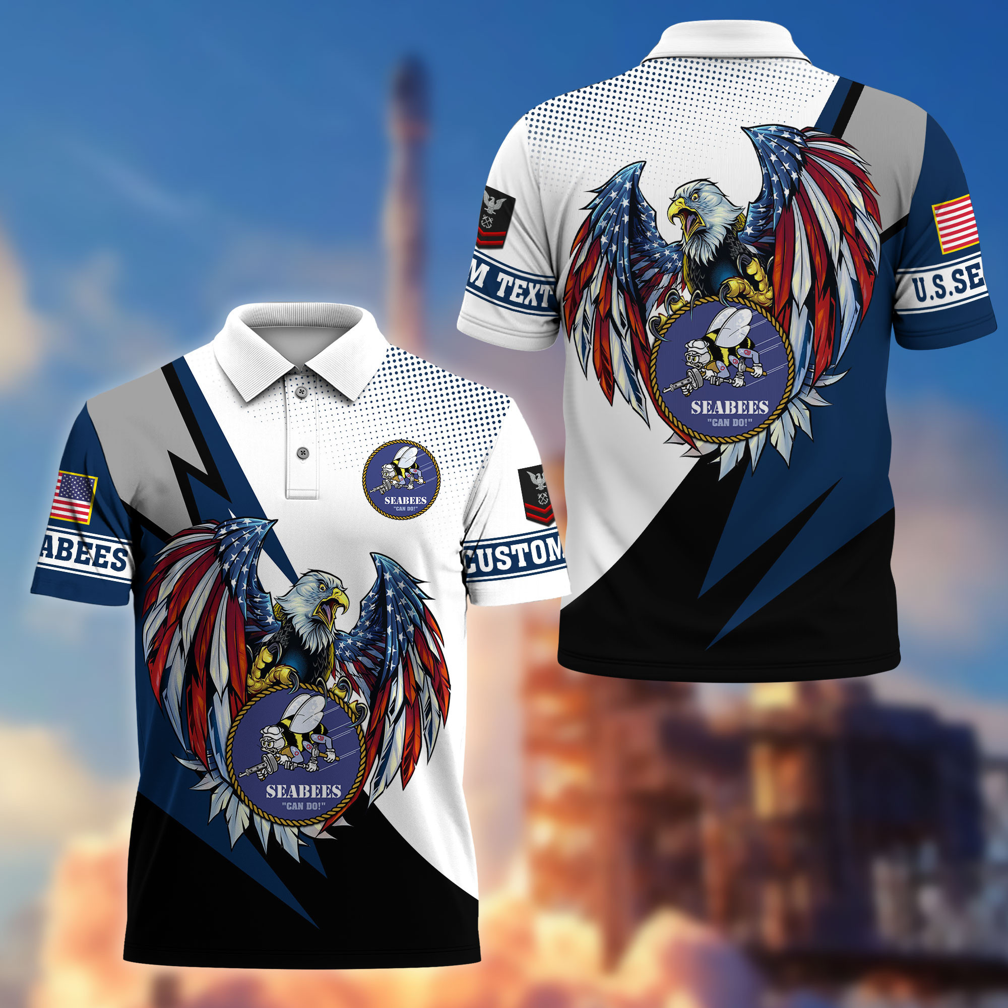 Premium US Seabees Polo Shirt VPVC214909, Custom Name, Rank, Gifts For Seabees Veteran, Best Gifts On Father’s Day, Armed Forces Day, Independence Day, Veterans Day