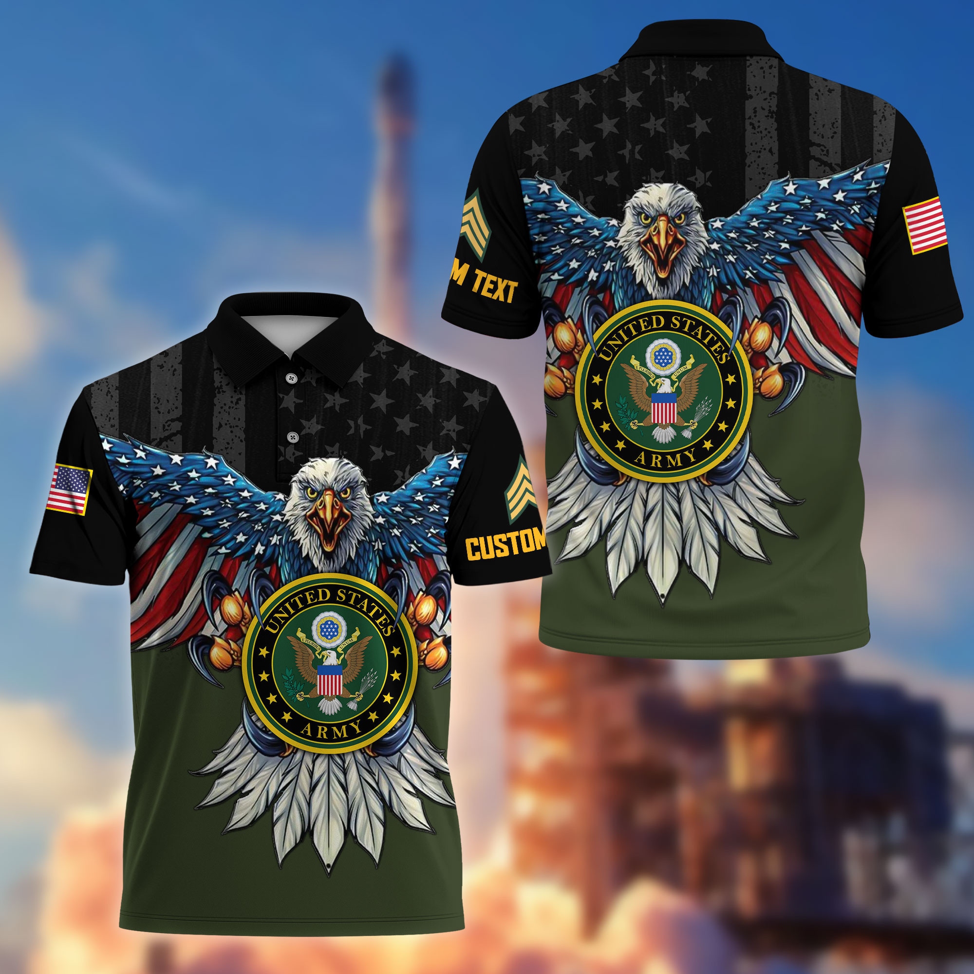 Premium Custom US Army Polo Shirt VPVC215001, Gifts For Army Veteran, Best Gifts On Father’s Day, Armed Forces Day, Independence Day, Veterans Day