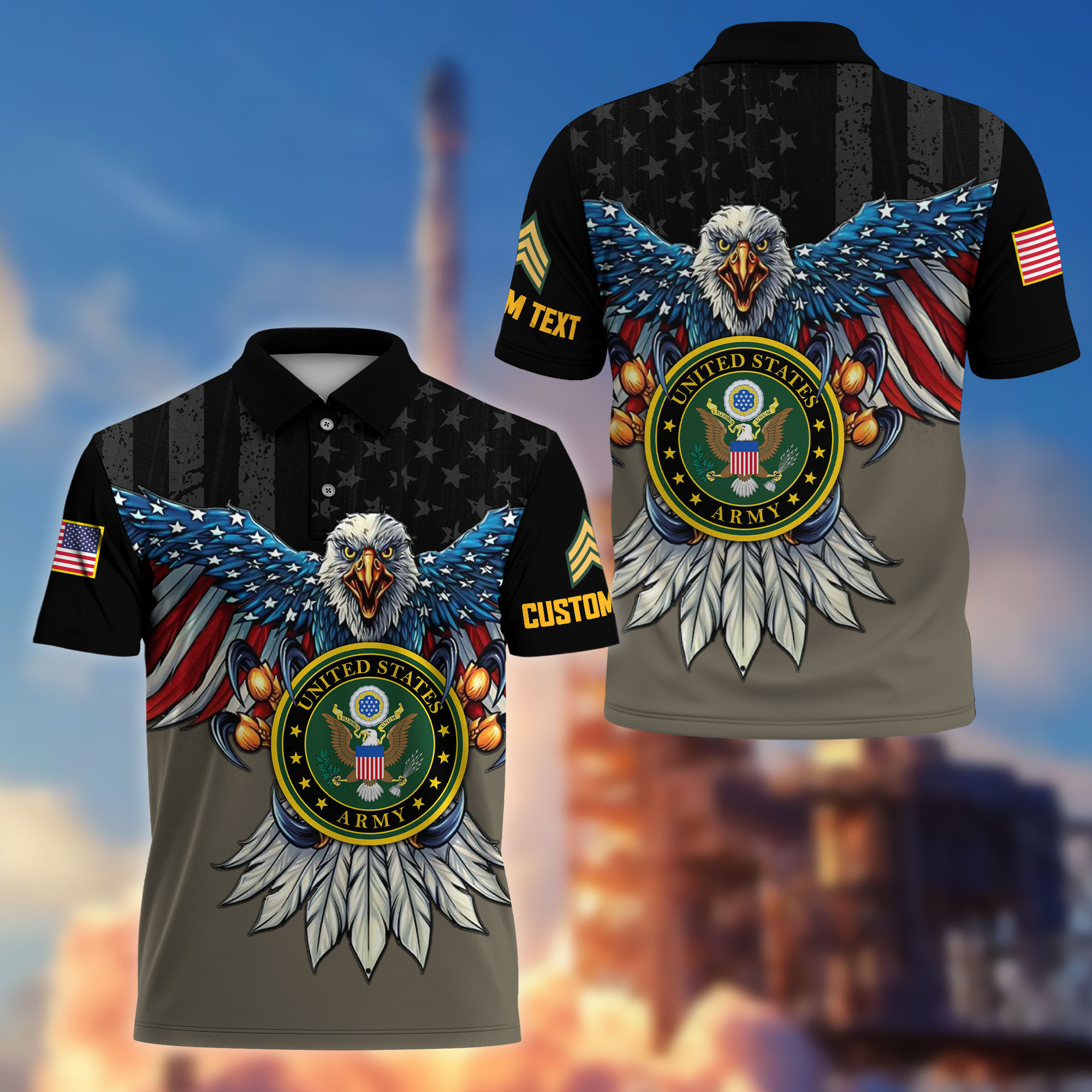 Premium Custom US Army Polo Shirt VPVC215010, Gifts For Army Veteran, Best Gifts On Father’s Day, Armed Forces Day, Independence Day, Veterans Day