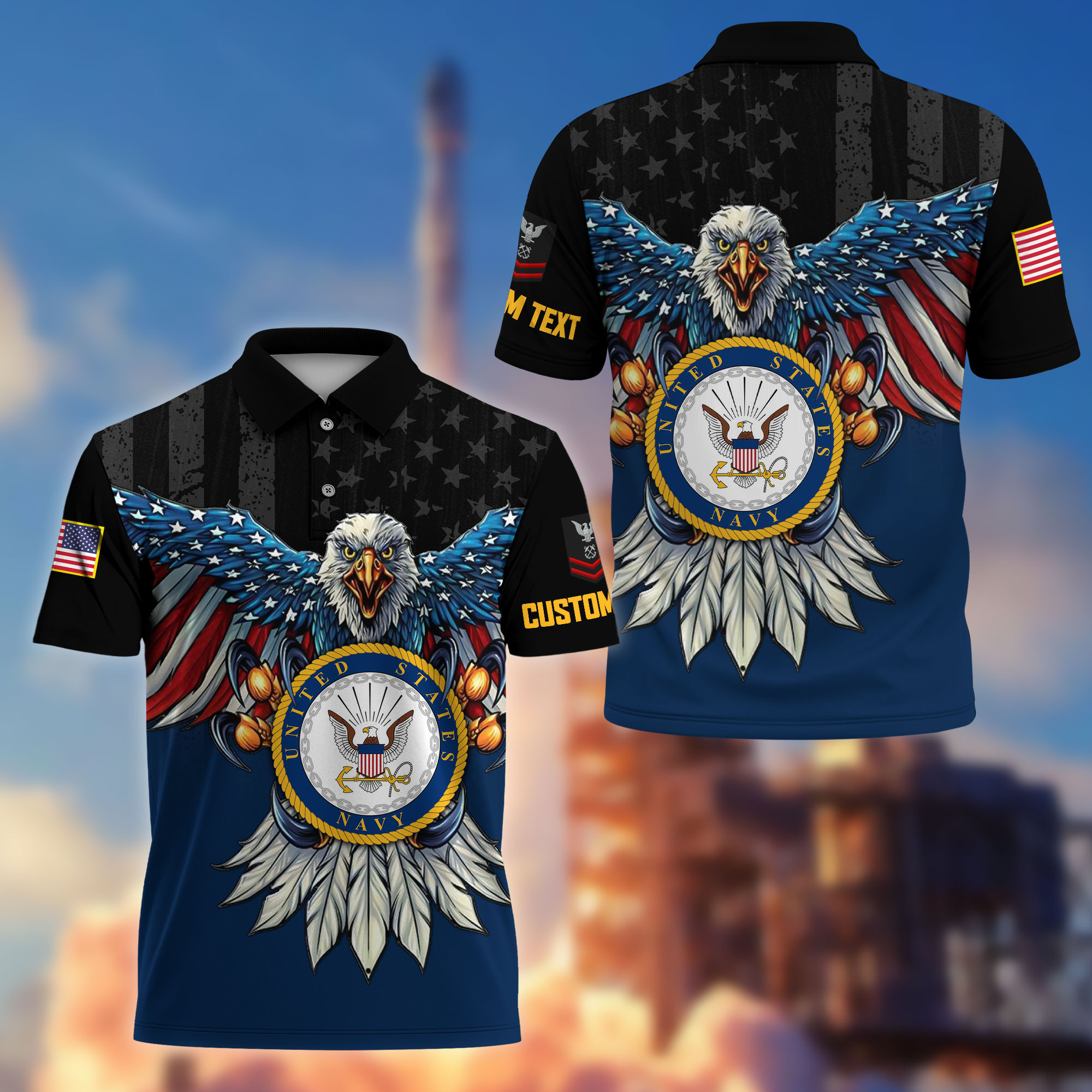 Premium Custom US Navy Polo Shirt VPVC215002, Gifts For Navy Veteran, Best Gifts On Father’s Day, Armed Forces Day, Independence Day, Veterans Day