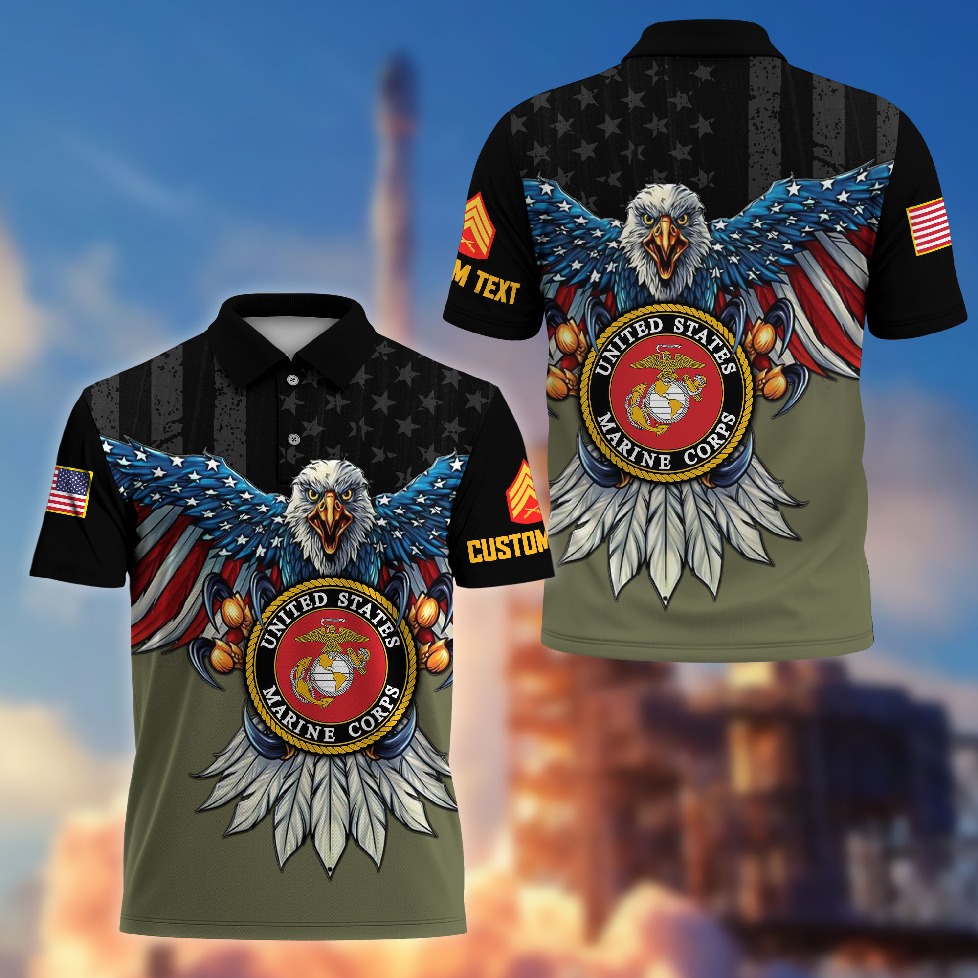 Premium Custom USMC Polo Shirt VPVC215011, Gifts For Marine Veteran, Best Gifts On Father’s Day, Armed Forces Day, Independence Day, Veterans Day