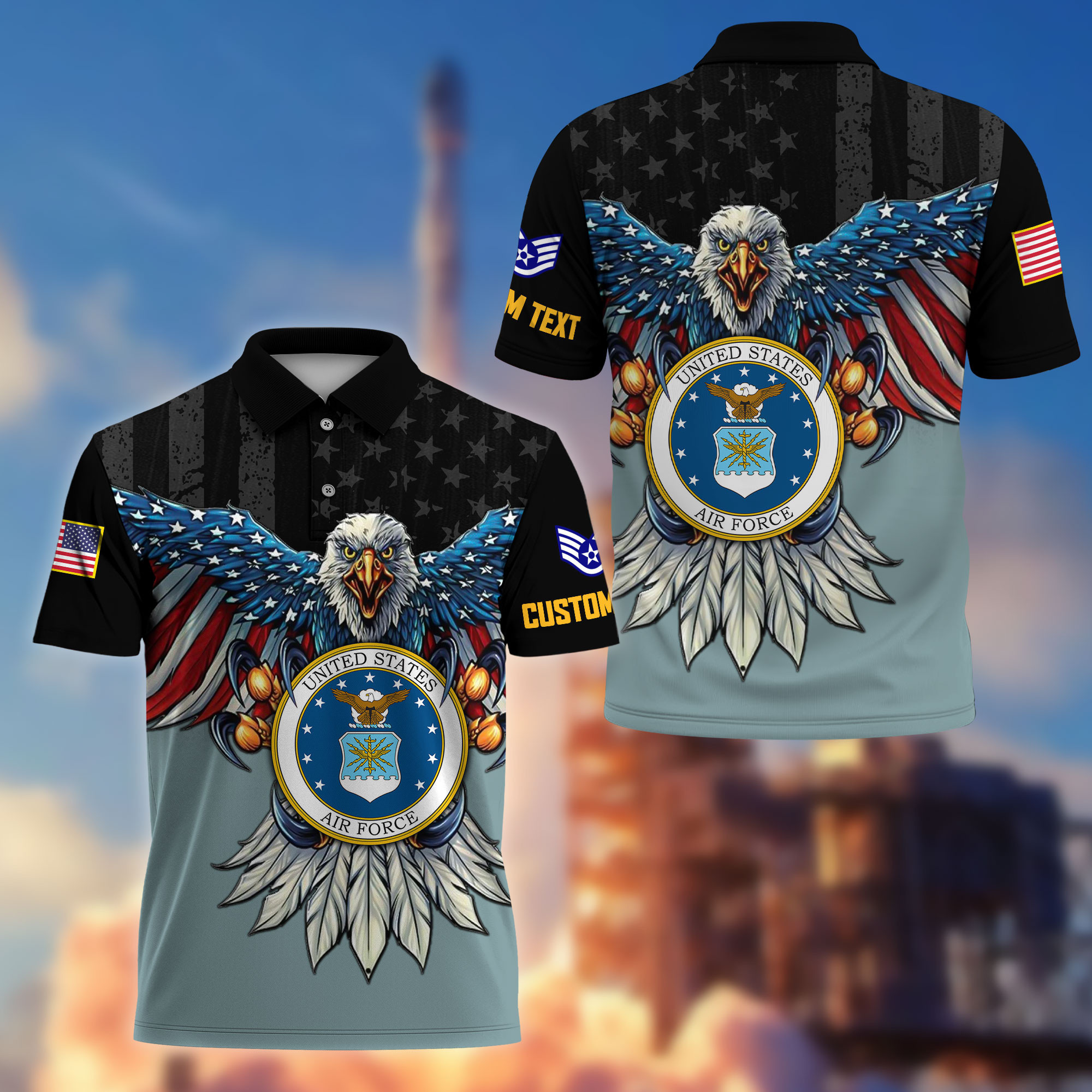 Premium Custom USAF Polo Shirt VPVC215004, Gifts For Air Force Veteran, Best Gifts On Father’s Day, Armed Forces Day, Independence Day, Veterans Day