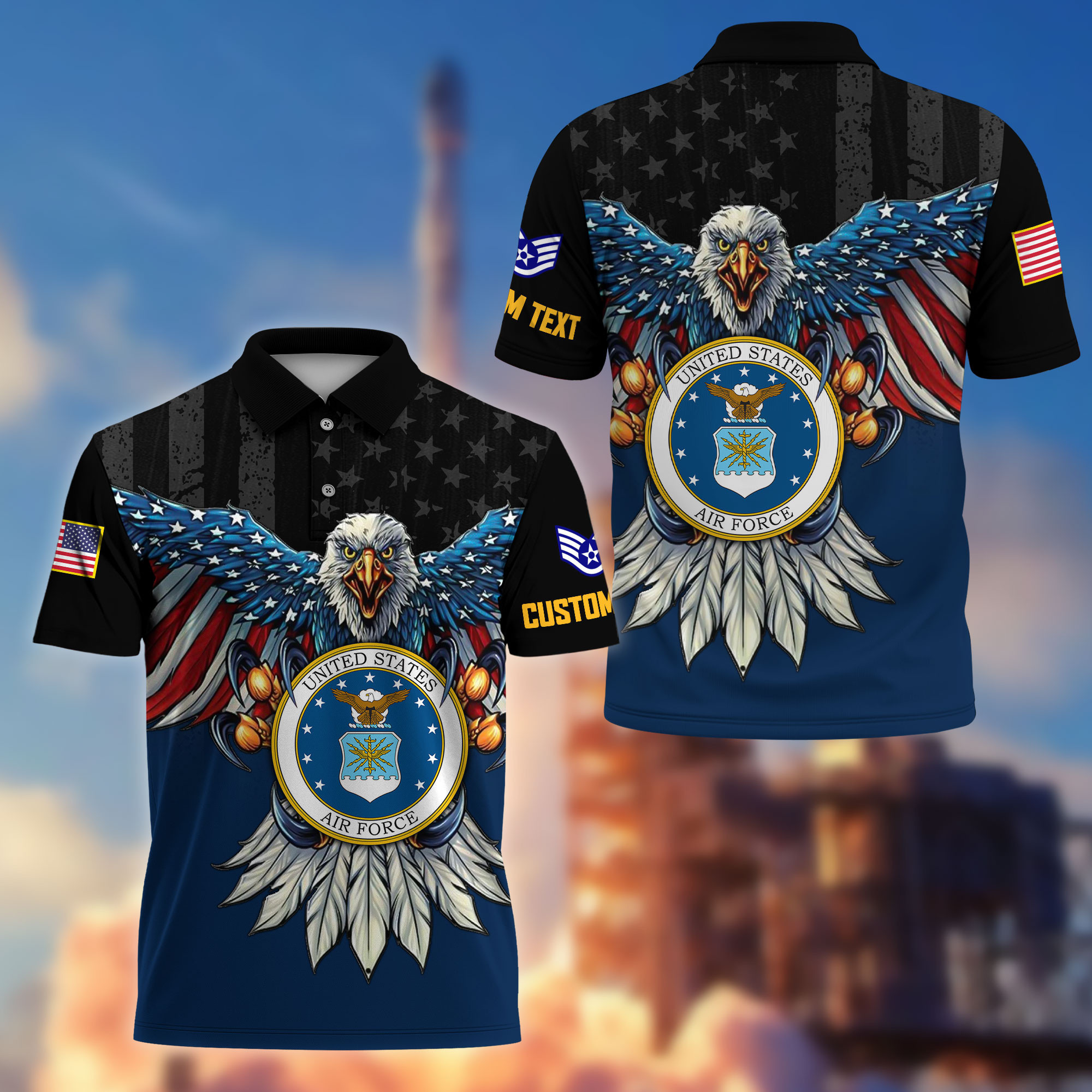 Premium Custom USAF Polo Shirt VPVC215012, Gifts For Air Force Veteran, Best Gifts On Father’s Day, Armed Forces Day, Independence Day, Veterans Day
