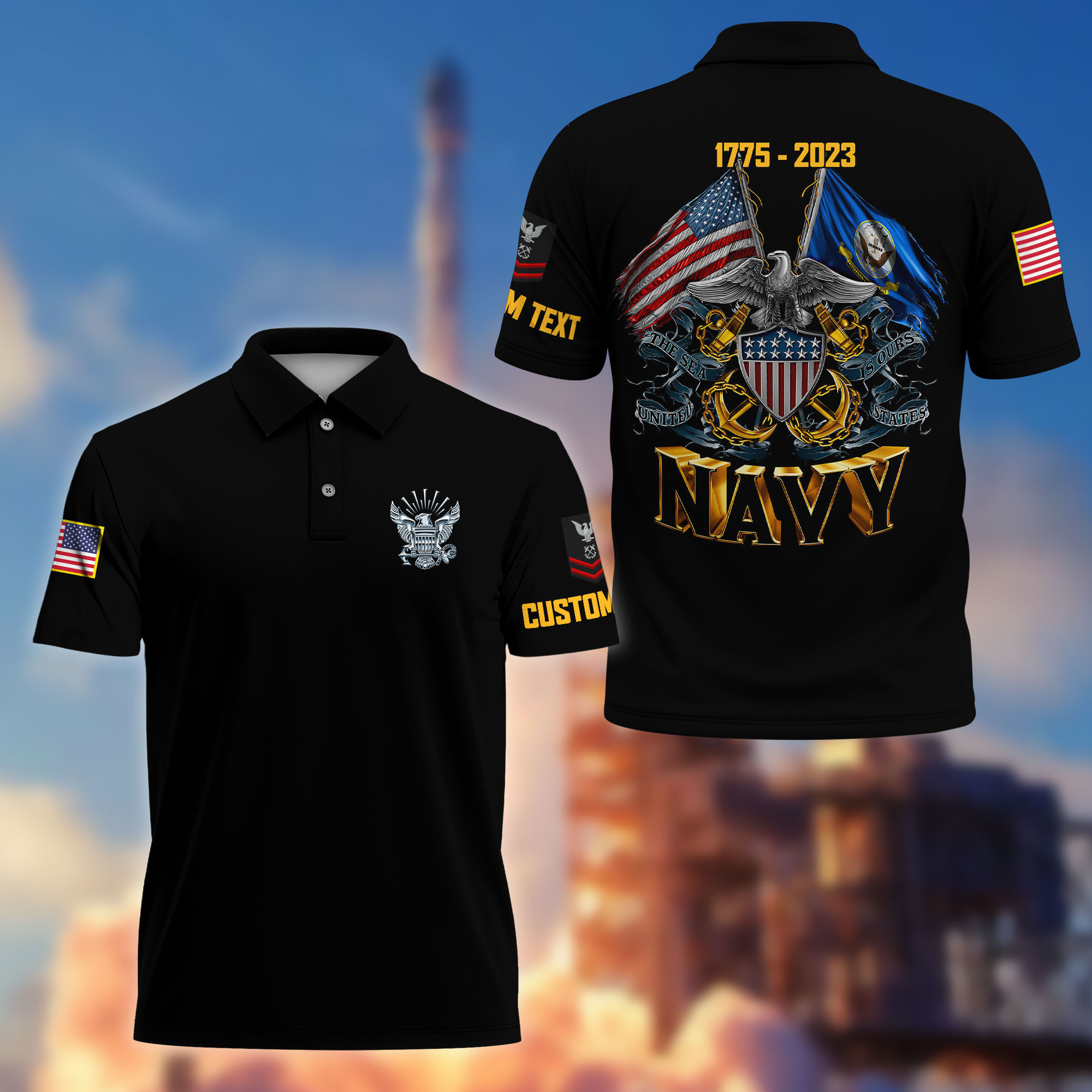 Unique Custom Name, Rank, Year US Navy Polo Shirt VPVC215102, Gifts For Navy Veteran, Best Gifts On Father’s Day, Independence Day, Veterans Day
