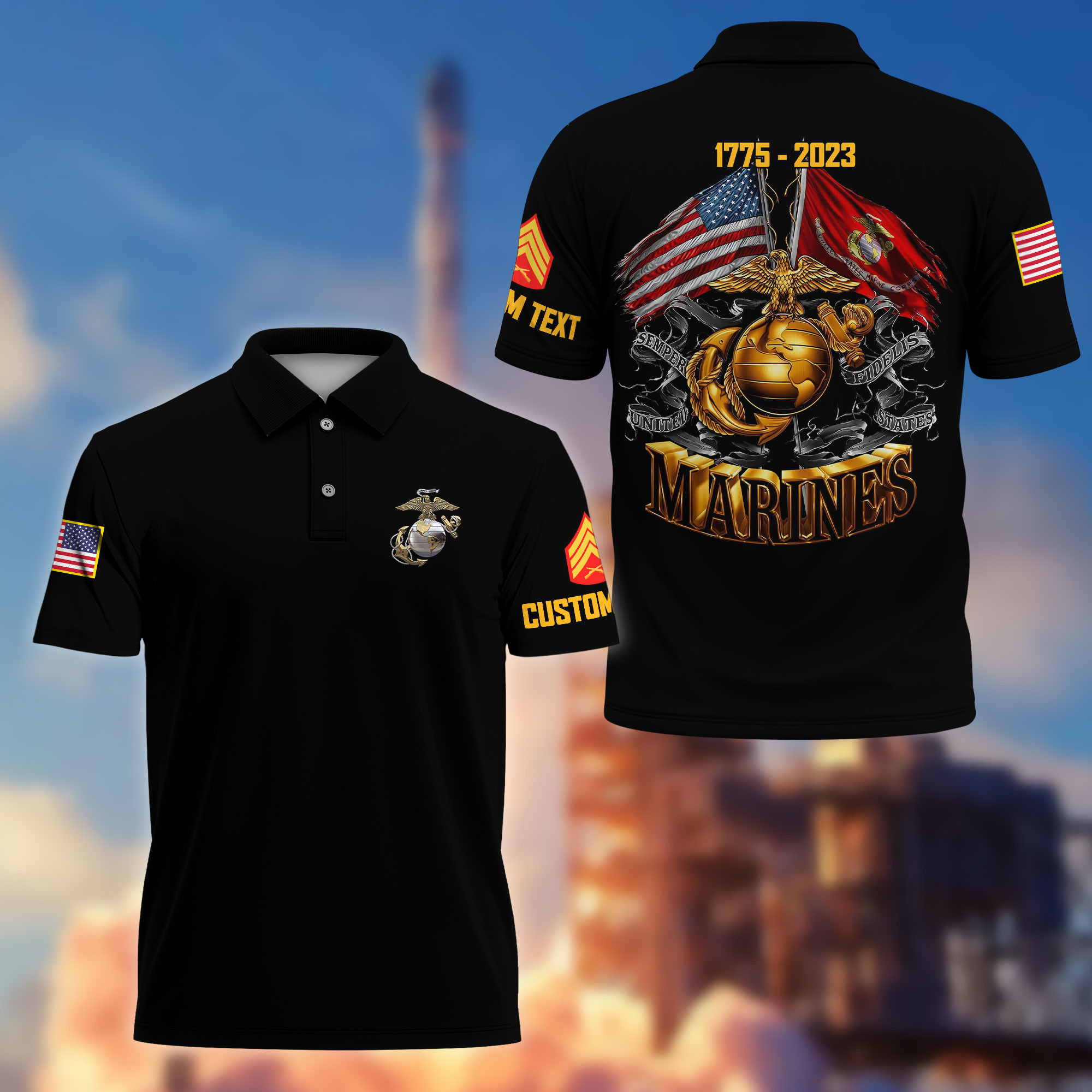 Unique Custom Name, Rank, Year, USMC Polo Shirt VPVC215103, Gifts For Marine Veteran, Best Gifts On Father’s Day, Independence Day, Veterans Day