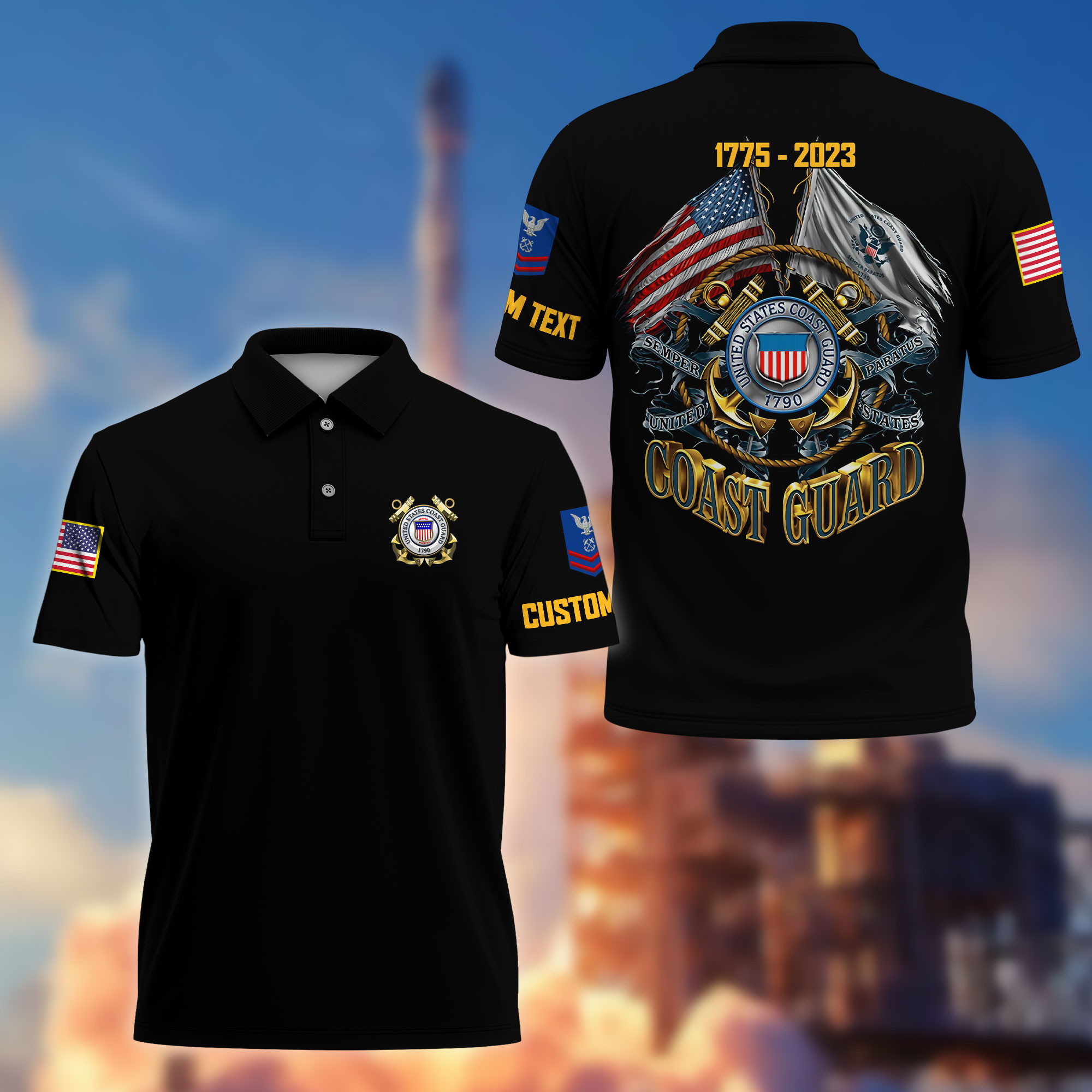Unique Custom Name, Rank, Year, USCG Polo Shirt VPVC215105, Gifts For Coast Guard Veteran, Best Gifts On Father’s Day, Independence Day, Veterans Day