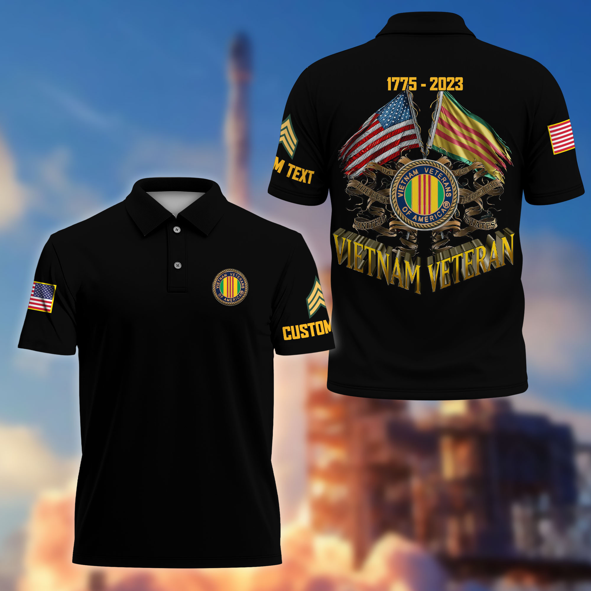 Unique Custom Name, Rank, Year, Vietnam Veteran Polo Shirt VPVC215106, Gifts For Vietnam Veteran, Best Gifts On Father’s Day, Independence Day, Veterans Day