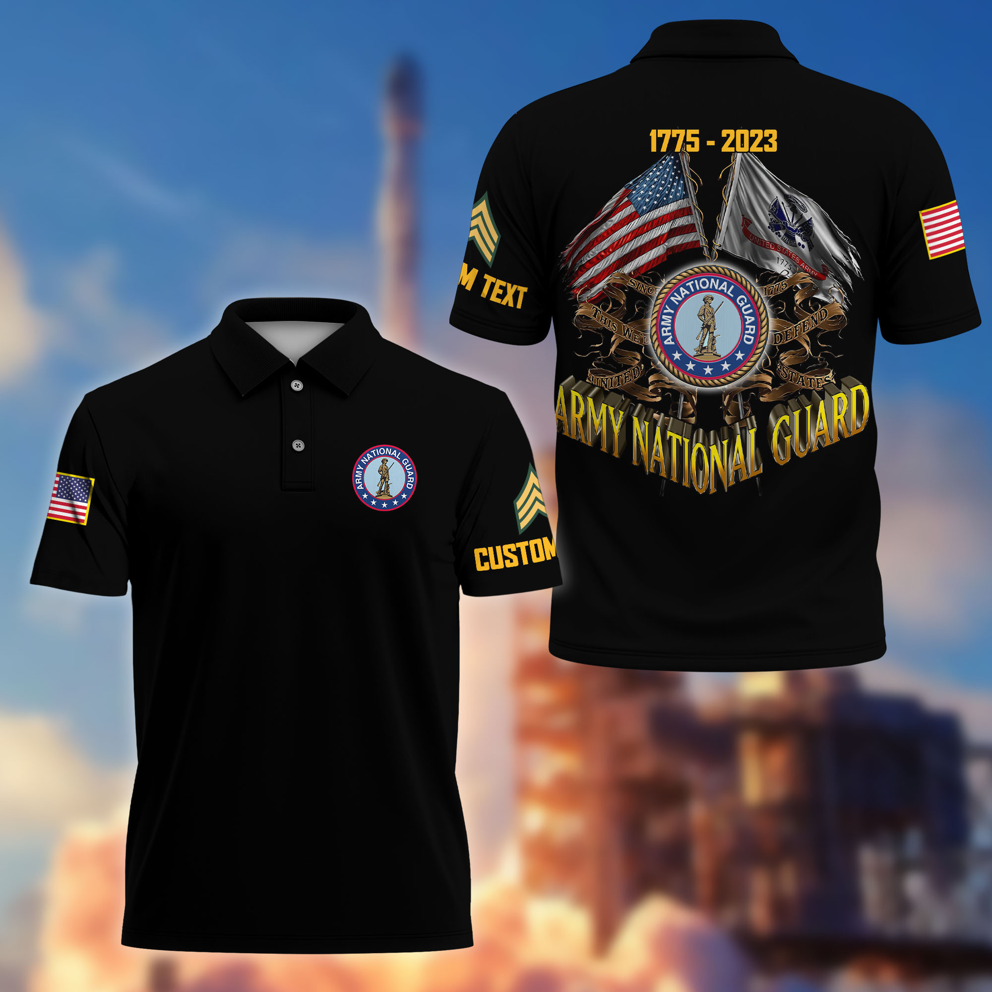 Unique Custom Name, Rank, Year, US Army National Guard Polo Shirt VPVC215108, Gifts For Army National Guard Veteran, Best Gifts On Father’s Day, Independence Day, Veterans Day