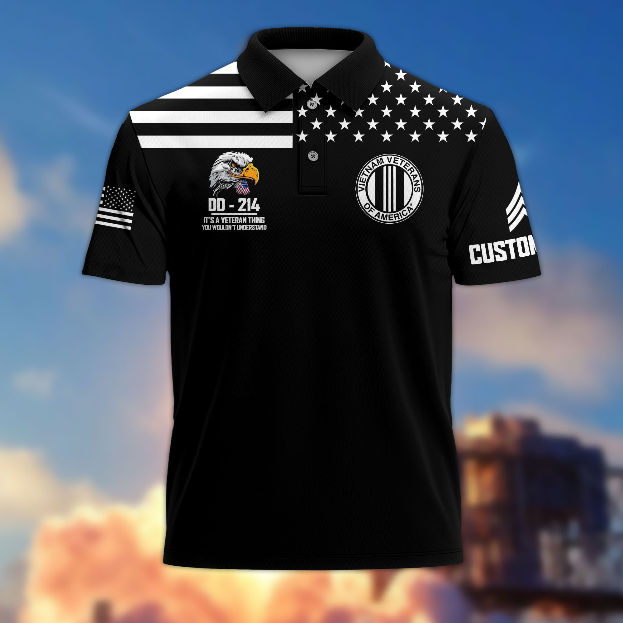 Vietnam Veteran Custom Polo Shirt VPVC215206, Gifts For Vietnam Veteran, Best Gifts On Father’s Day, Armed Forces Day, Independence Day, Veterans Day