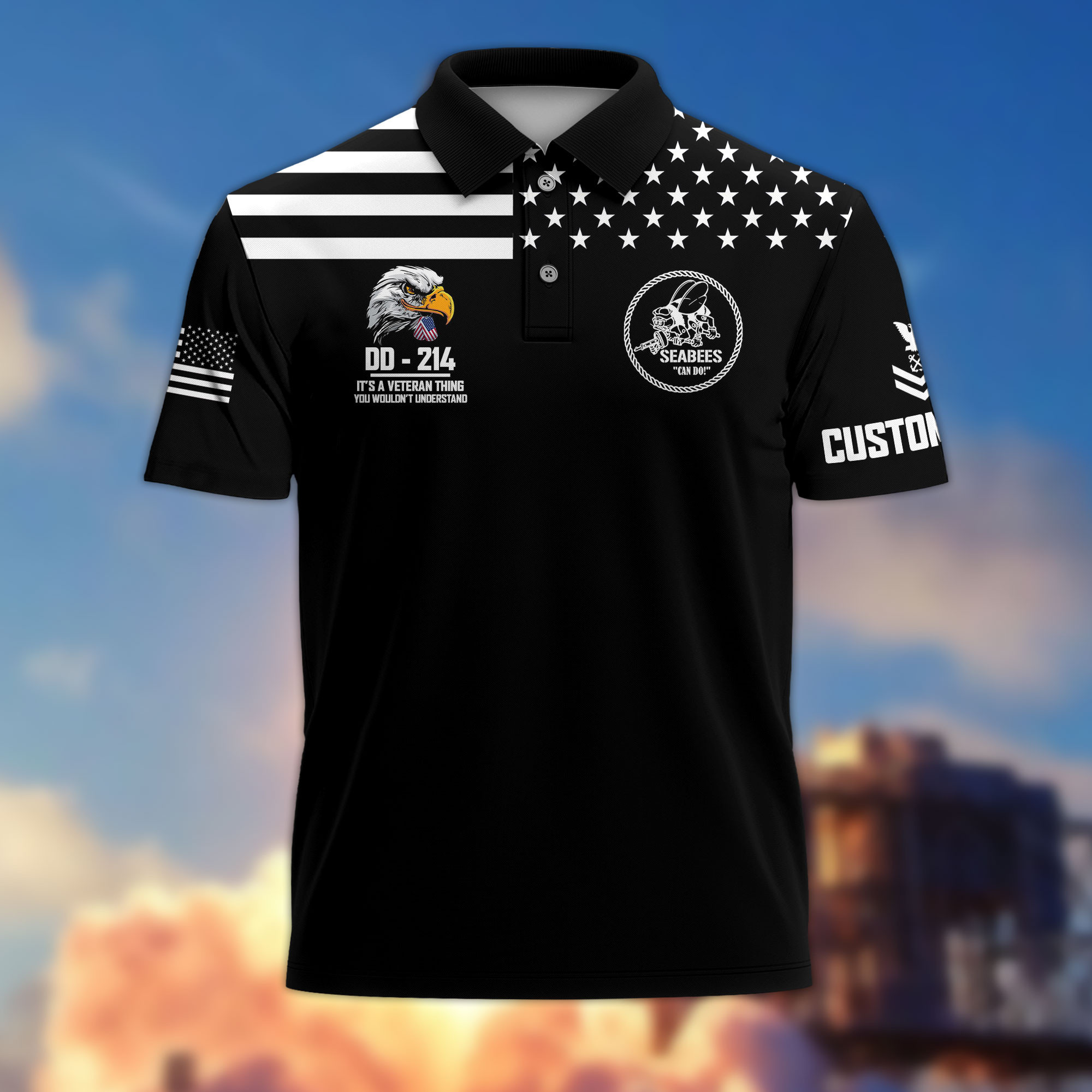 US Seabees Custom Polo Shirt VPVC215209, Gifts For Seabees Veteran, Best Gifts On Father’s Day, Armed Forces Day, Independence Day, Veterans Day