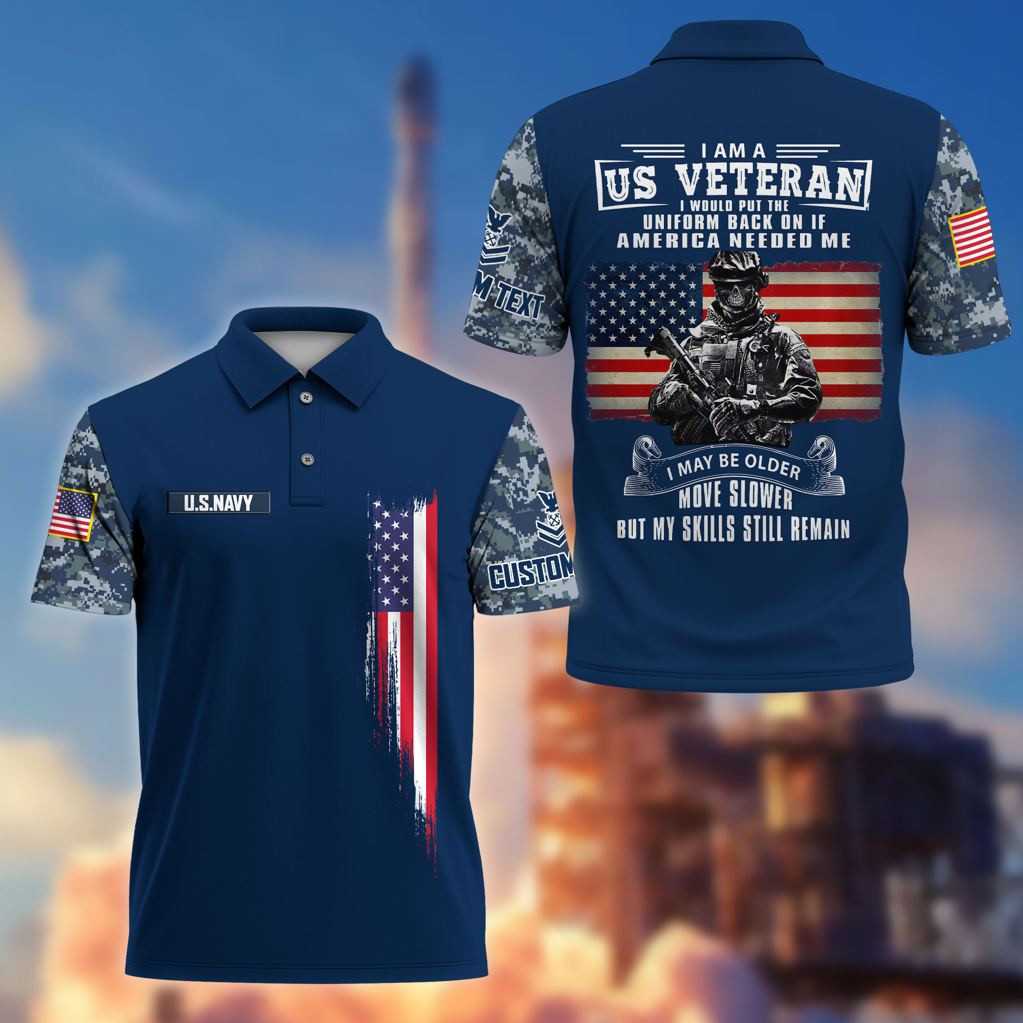 Premium US Navy Polo Shirt VPVC215302, Custom Name, Rank, Gifts For Navy Veteran, Best Gifts On Father’s Day, Armed Forces Day, Independence Day, Veterans Day