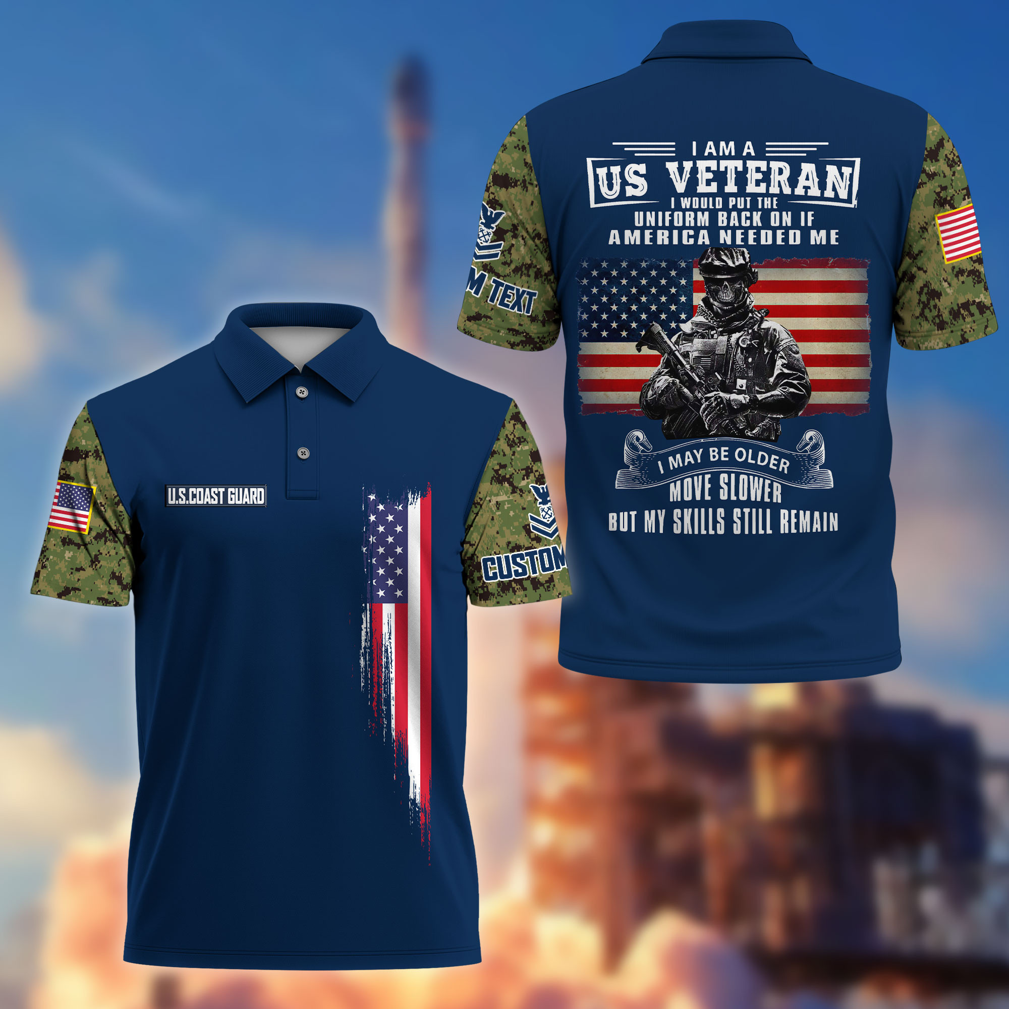 Premium USCG Polo Shirt VPVC215305, Custom Name, Rank, Gifts For Coast Guard Veteran, Best Gifts On Father’s Day, Armed Forces Day, Independence Day, Veterans Day