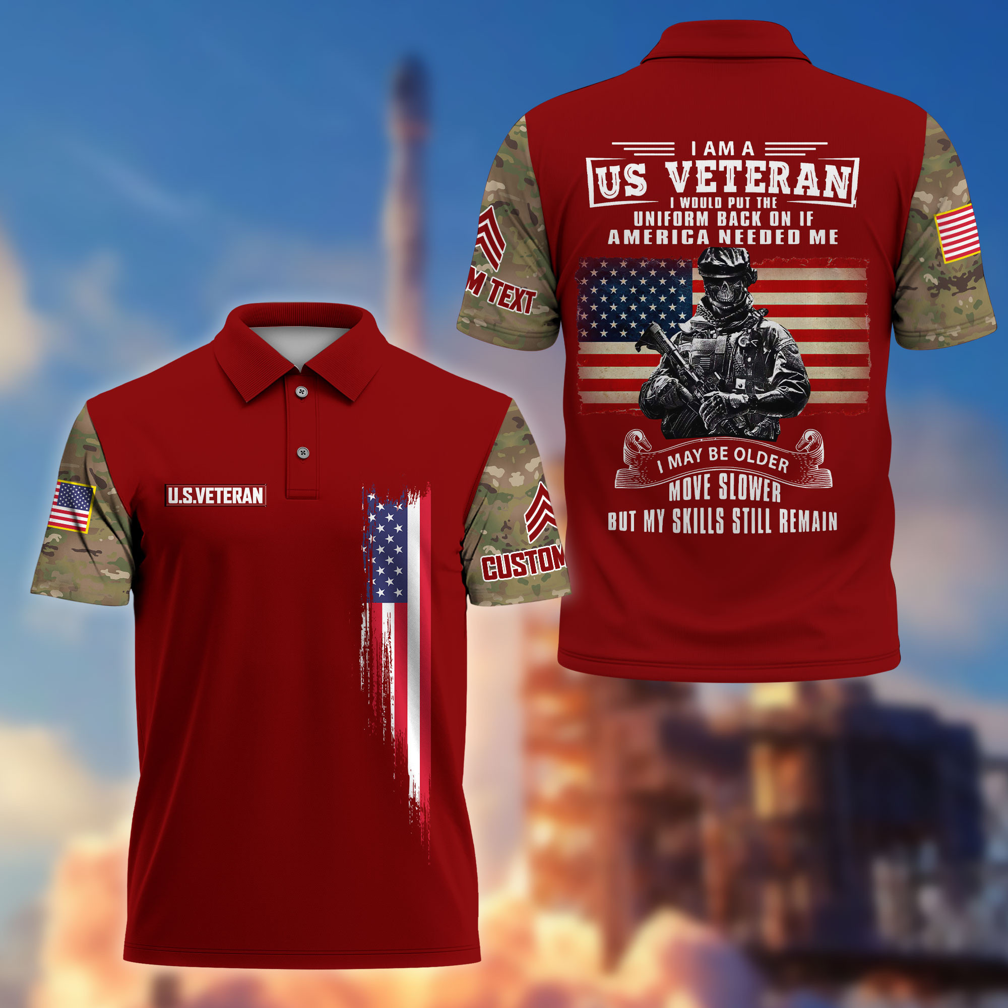 Premium US Veteran Polo Shirt VPVC215307, Custom Name, Rank, Gifts For US Veteran, Best Gifts On Father’s Day, Armed Forces Day, Independence Day, Veterans Day