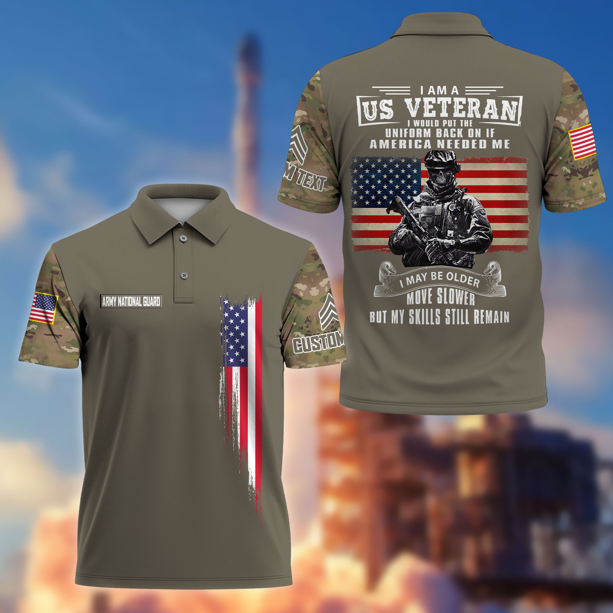 Premium US Army National Guard Polo Shirt VPVC215308, Custom Name, Rank, Gifts For Army National Guard Veteran, Best Gifts On Father’s Day, Armed Forces Day, Independence Day, Veterans Day