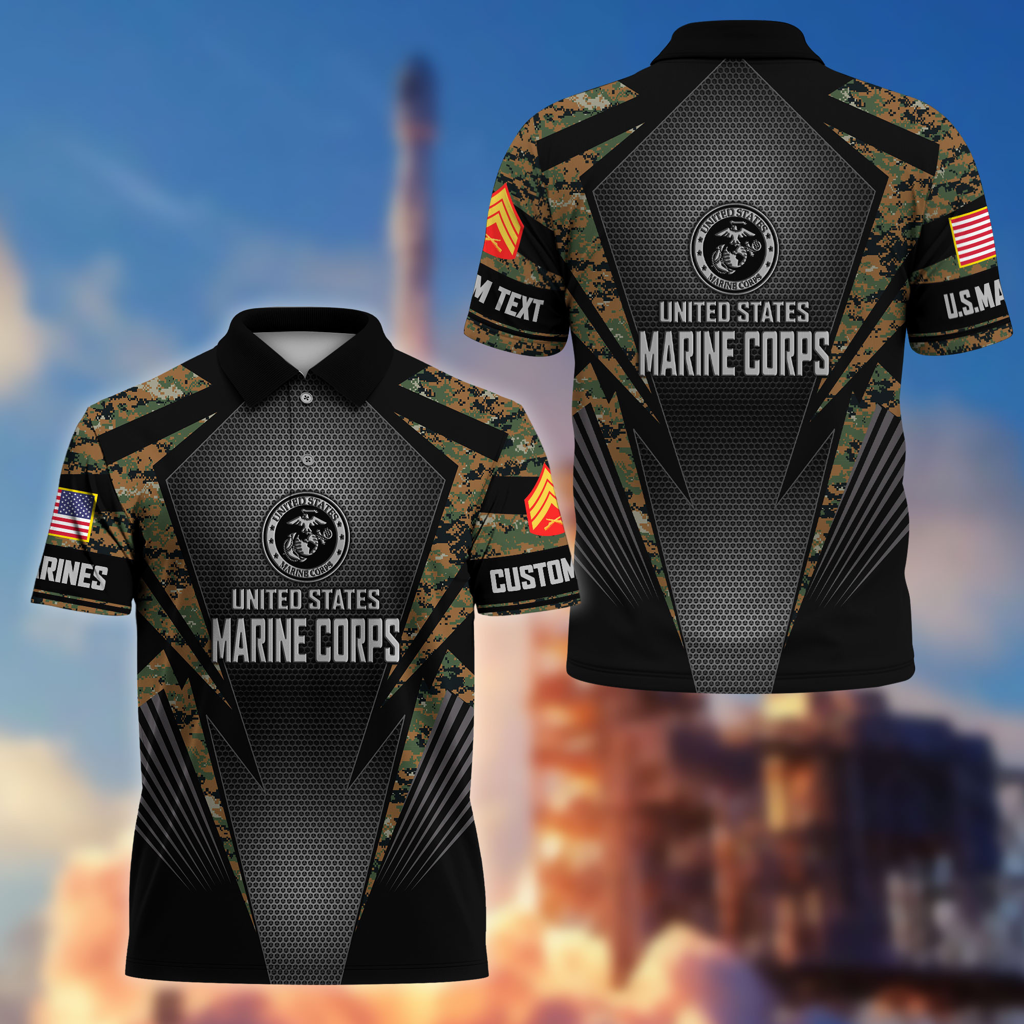 Premium Custom USMC Polo Shirt VPVC215403, Gifts For Marine Veteran, Best Gifts On Father’s Day, Armed Forces Day, Independence Day, Veterans Day