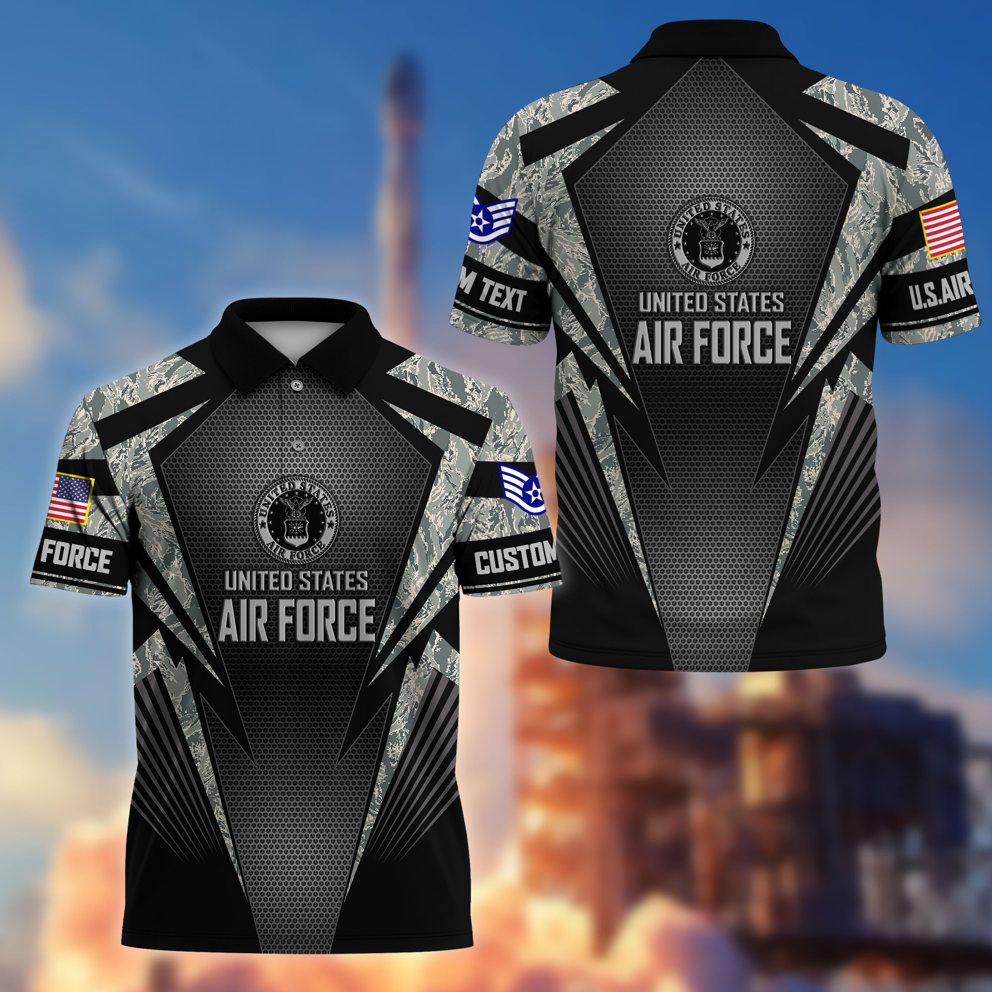 Premium Custom USAF Polo Shirt VPVC215404, Gifts For Air Force Veteran, Best Gifts On Father’s Day, Armed Forces Day, Independence Day, Veterans Day