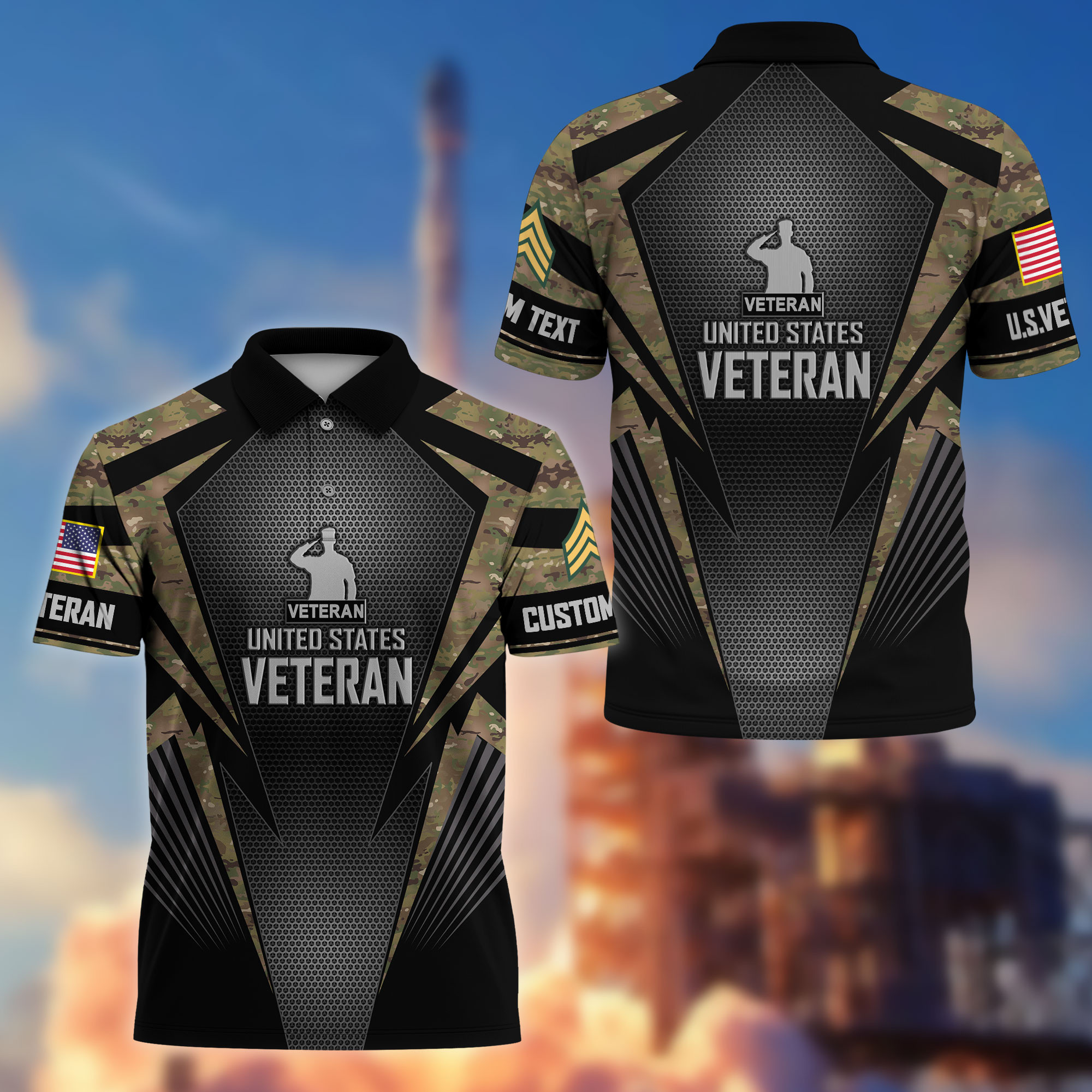 Premium Custom US Veteran Polo Shirt VPVC215407, Gifts For US Veteran, Best Gifts On Father’s Day, Armed Forces Day, Independence Day, Veterans Day
